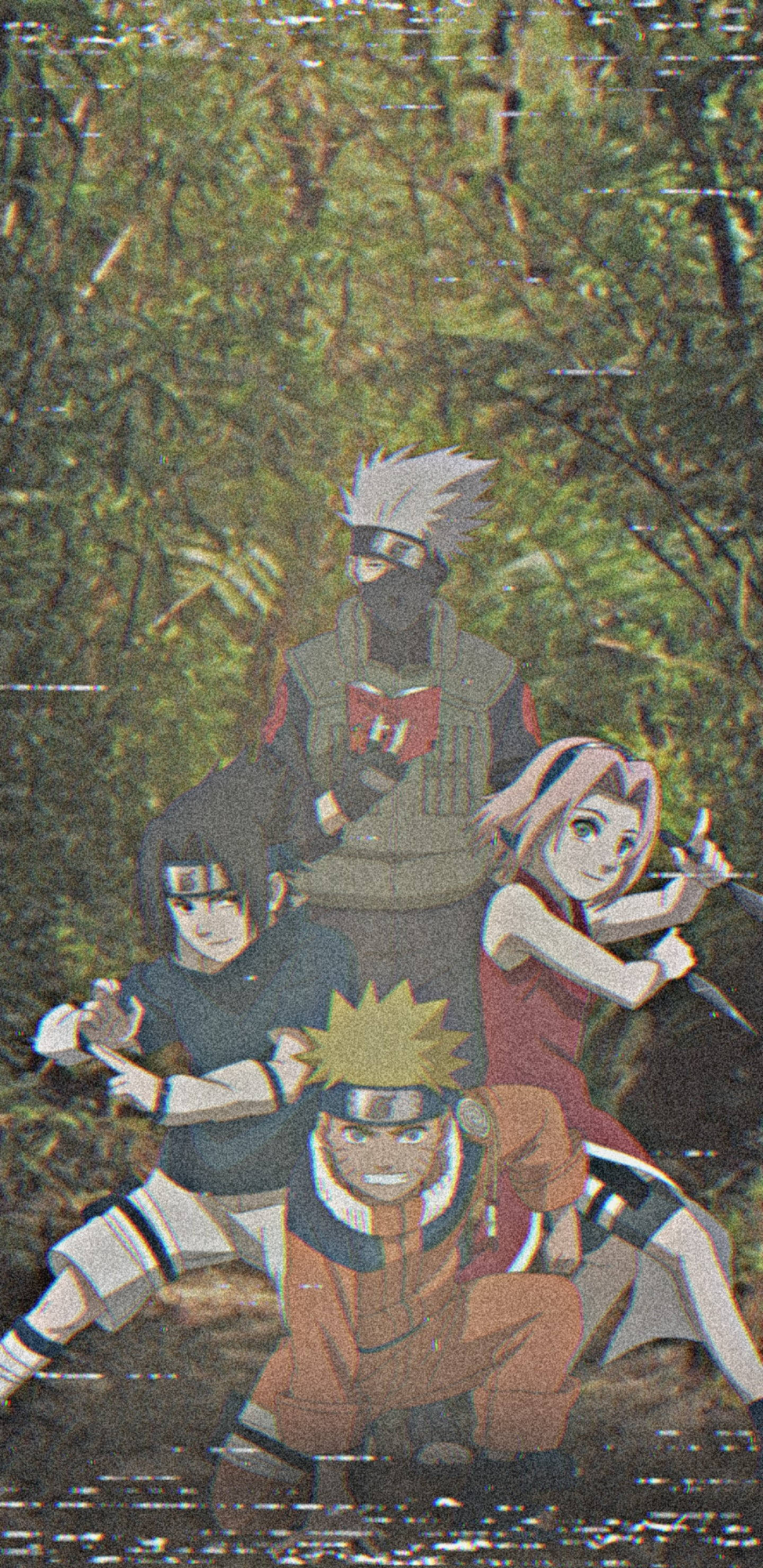 Naruto Team 7, anime ninja characters, combat stances, 2K Phone Wallpaper