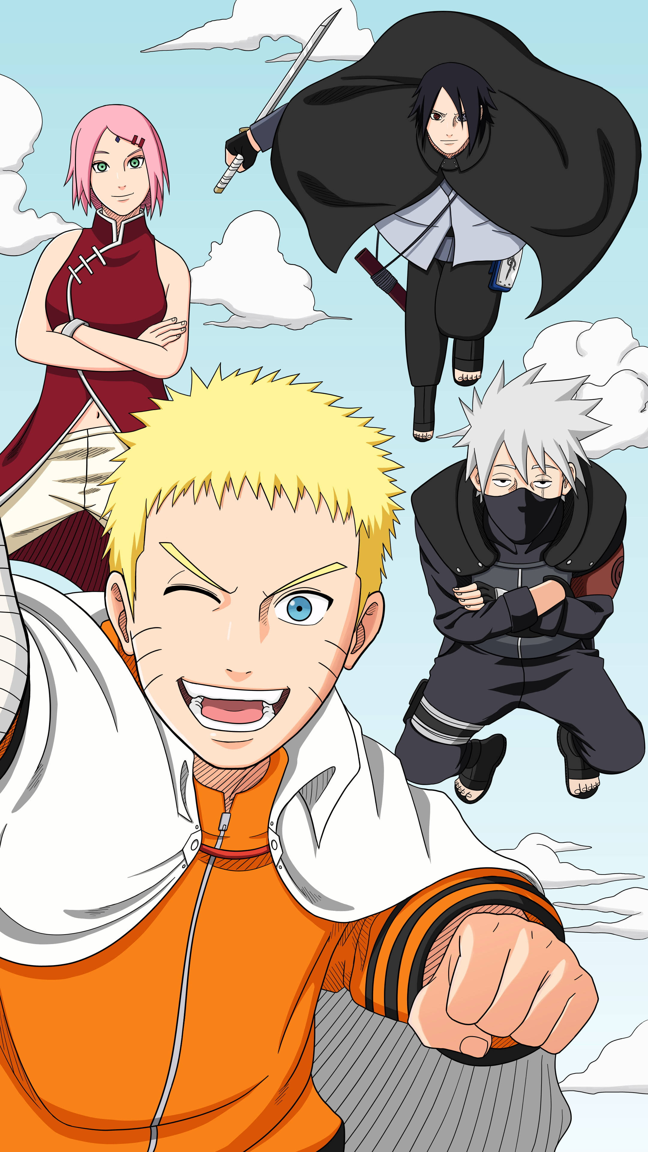 Team 7, Naruto, iPhone, 4K Phone Wallpaper