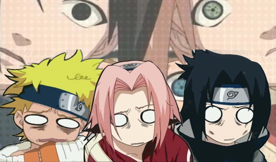Team 7 Naruto, chibi anime characters, wide eyes, SD Desktop Wallpaper