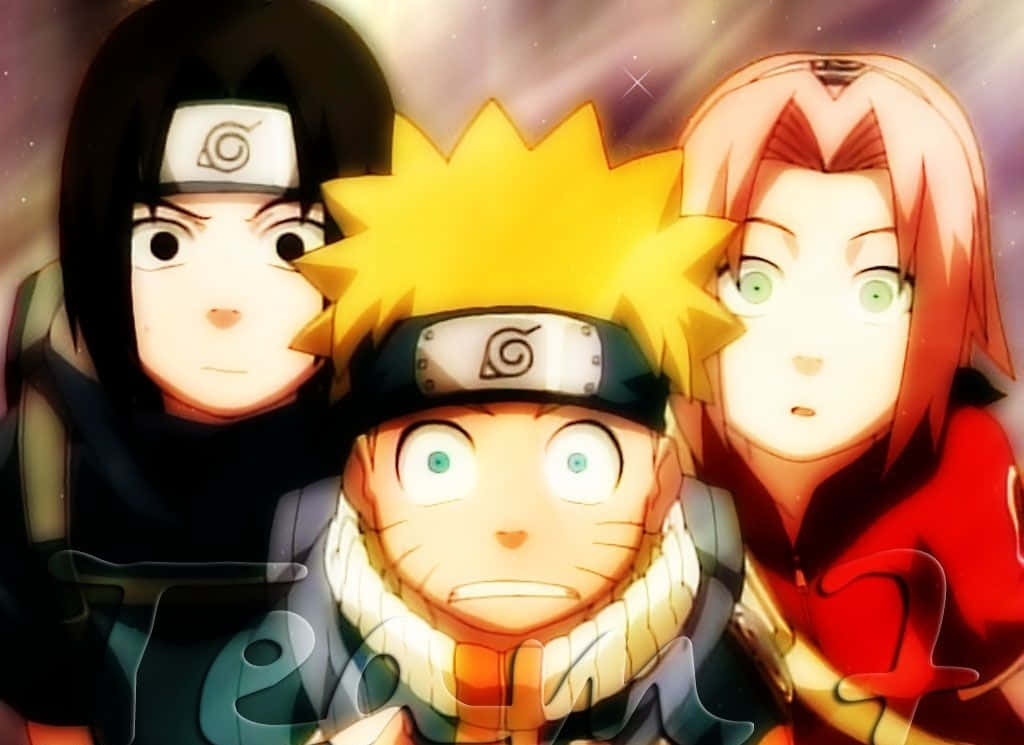 Team 7 Naruto, cosmic sky, anime characters, SD Desktop Wallpaper