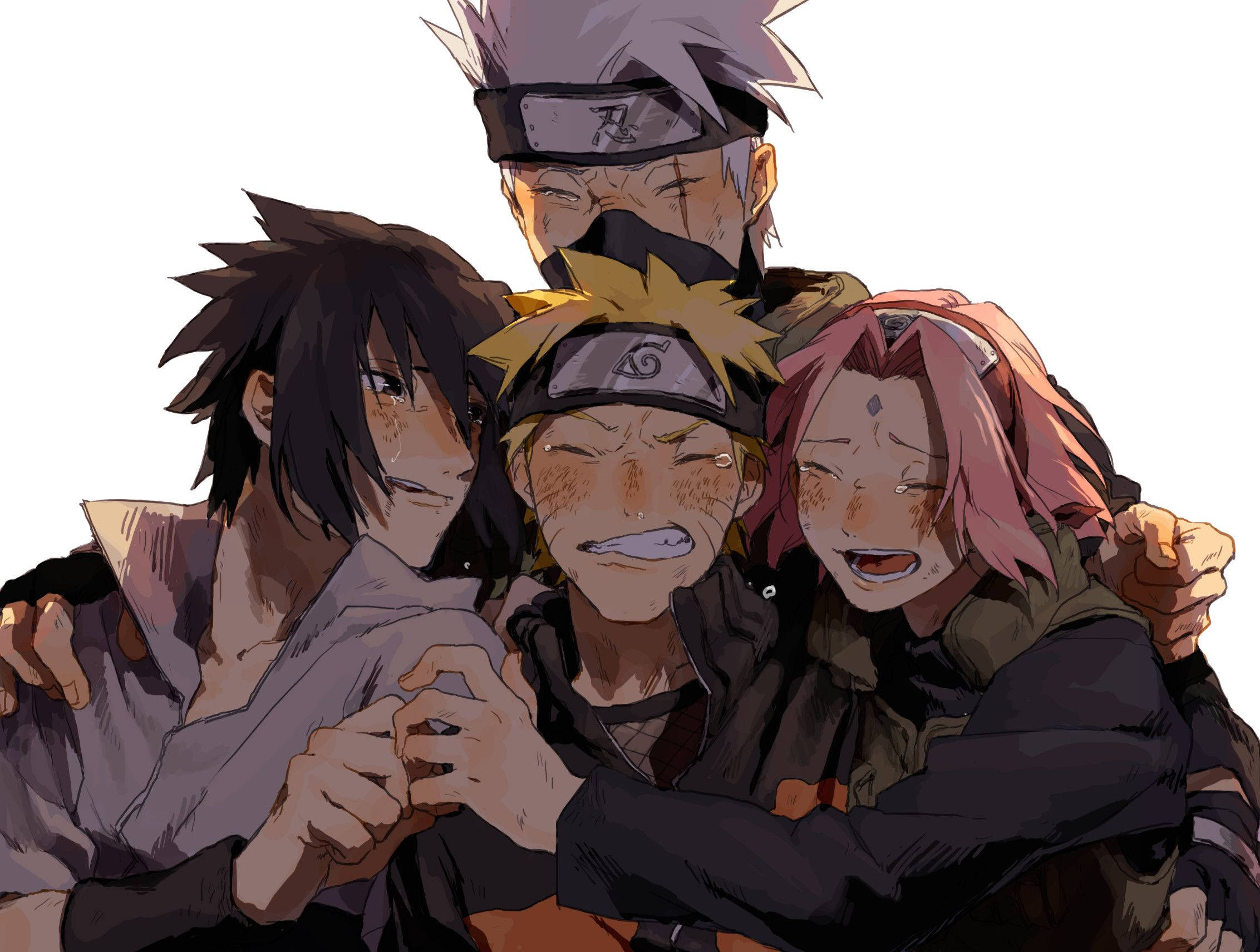 Team 7, anime characters, warm embrace, Full HD Desktop Wallpaper
