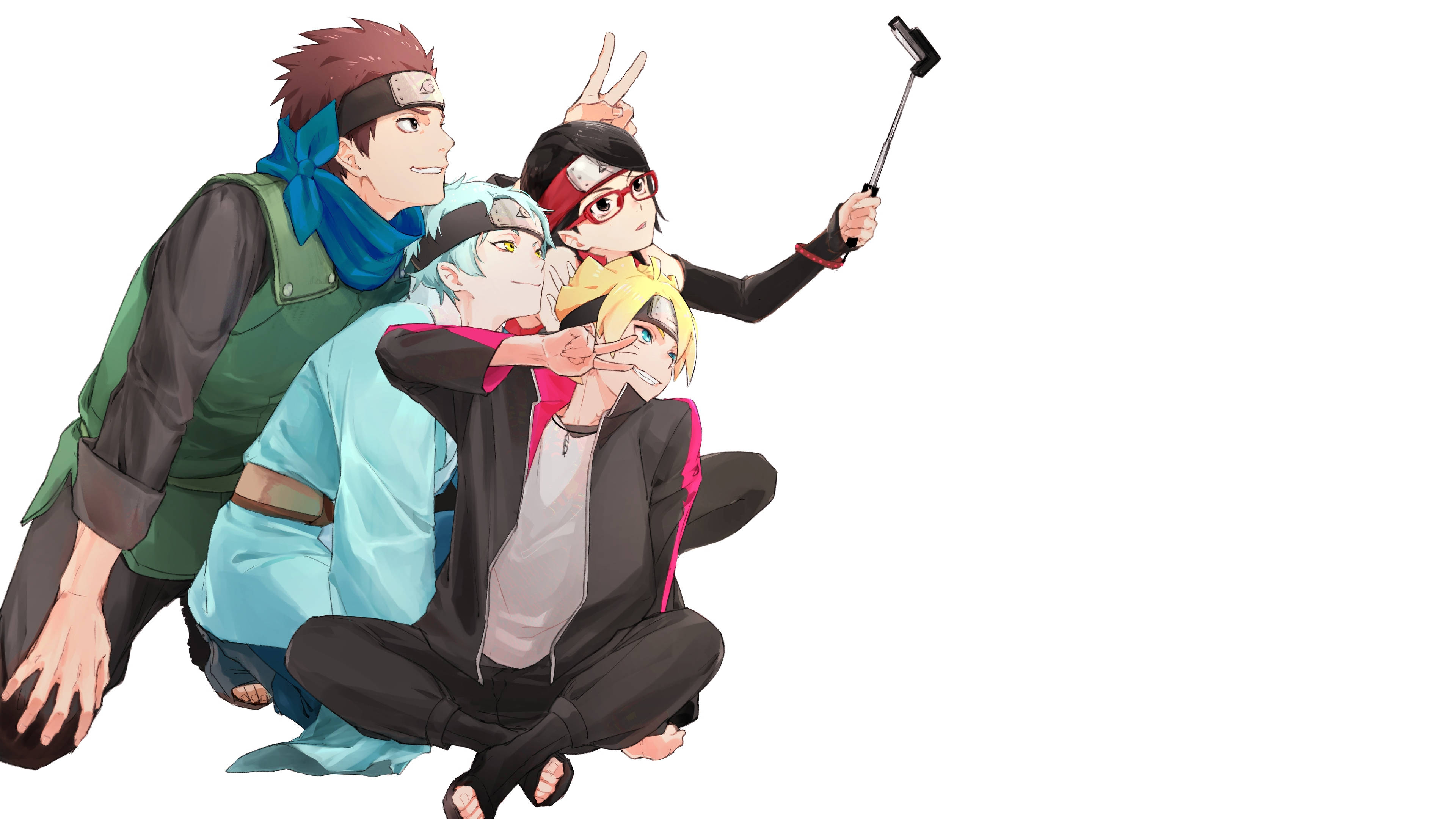 Team 7, anime characters, selfie, 4K Desktop Wallpaper