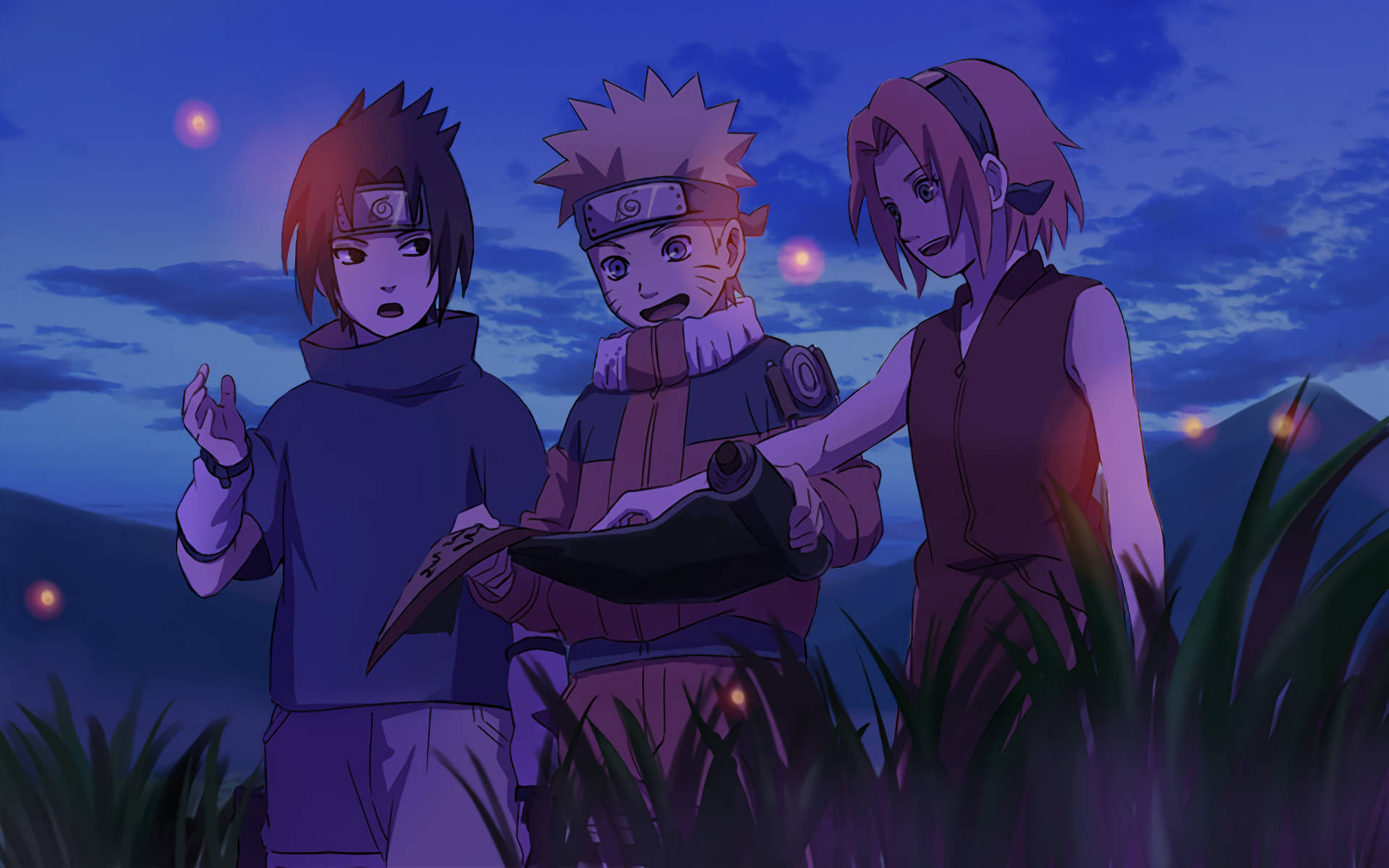 Team 7, twilight field, glowing orbs, Full HD Desktop Wallpaper