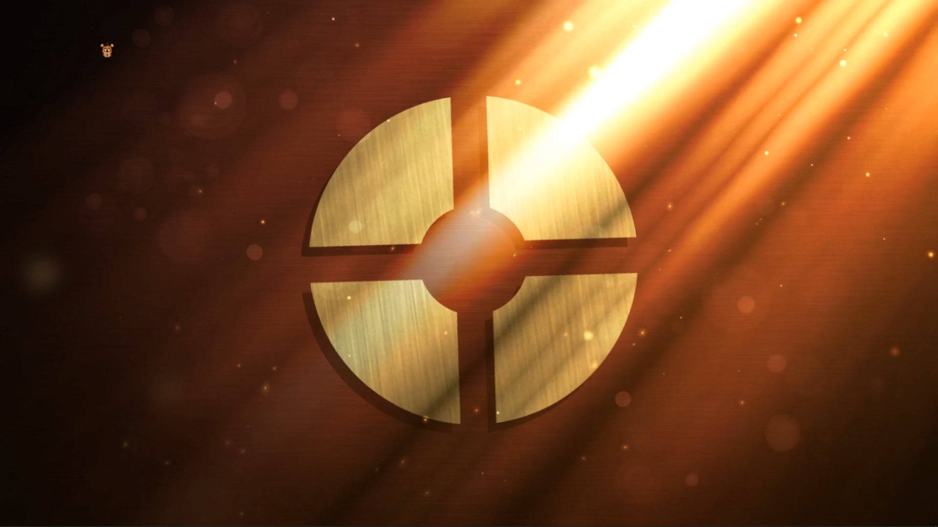 Team Fortress 2, golden circular crosshair emblem, radiant light beams, Full HD Desktop Wallpaper
