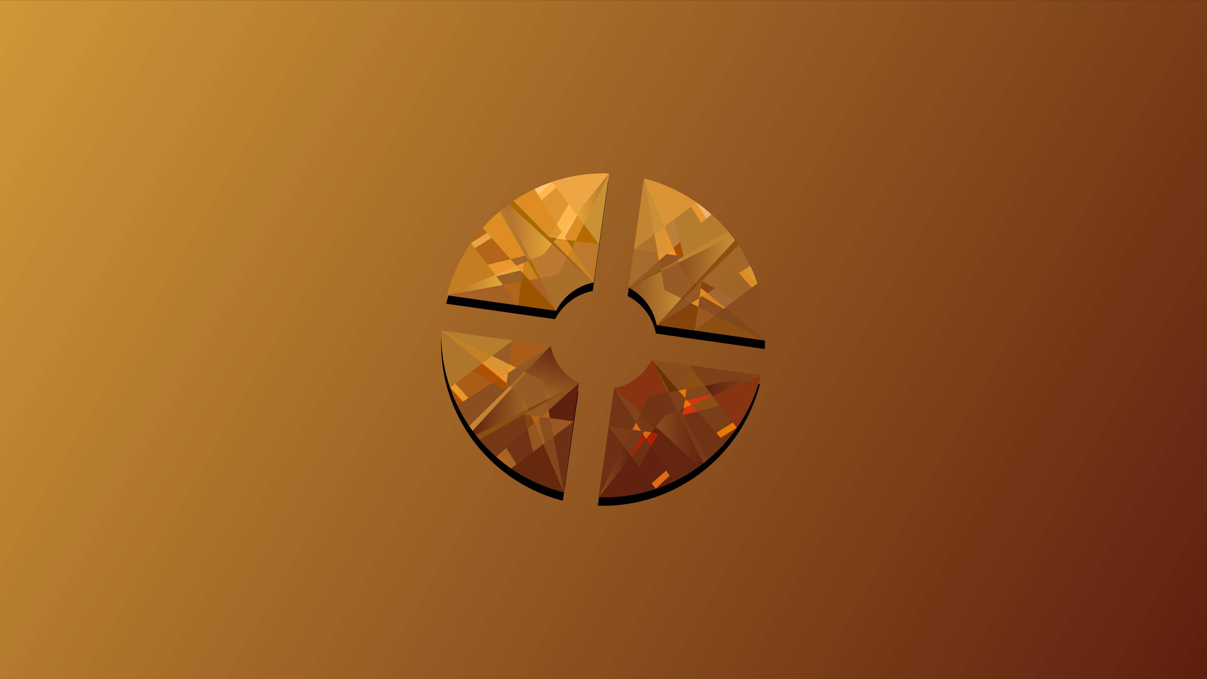 Team Fortress 2, golden gemstone, gradient amber background, 4K Desktop Wallpaper