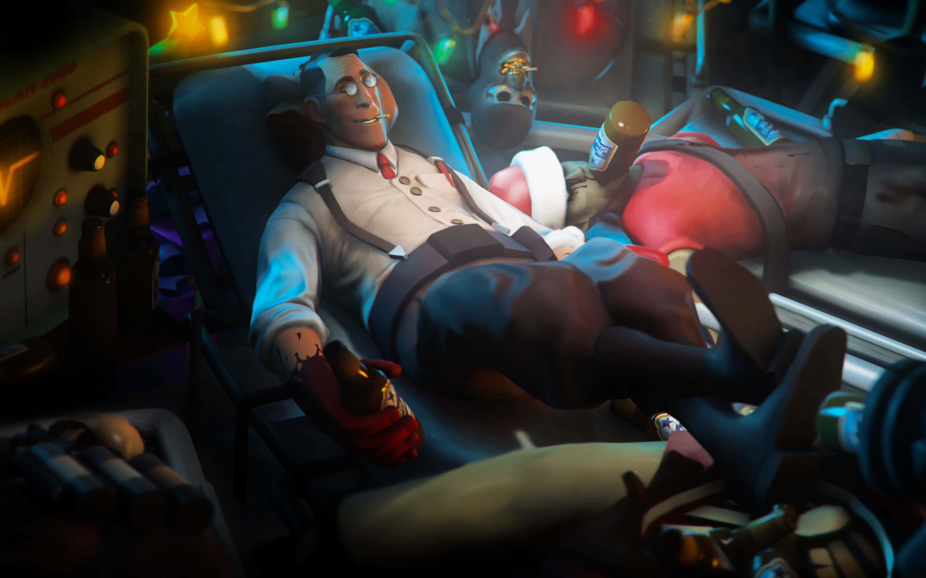 Team Fortress 2, cartoon scientist, lab coat, 4K Desktop Wallpaper