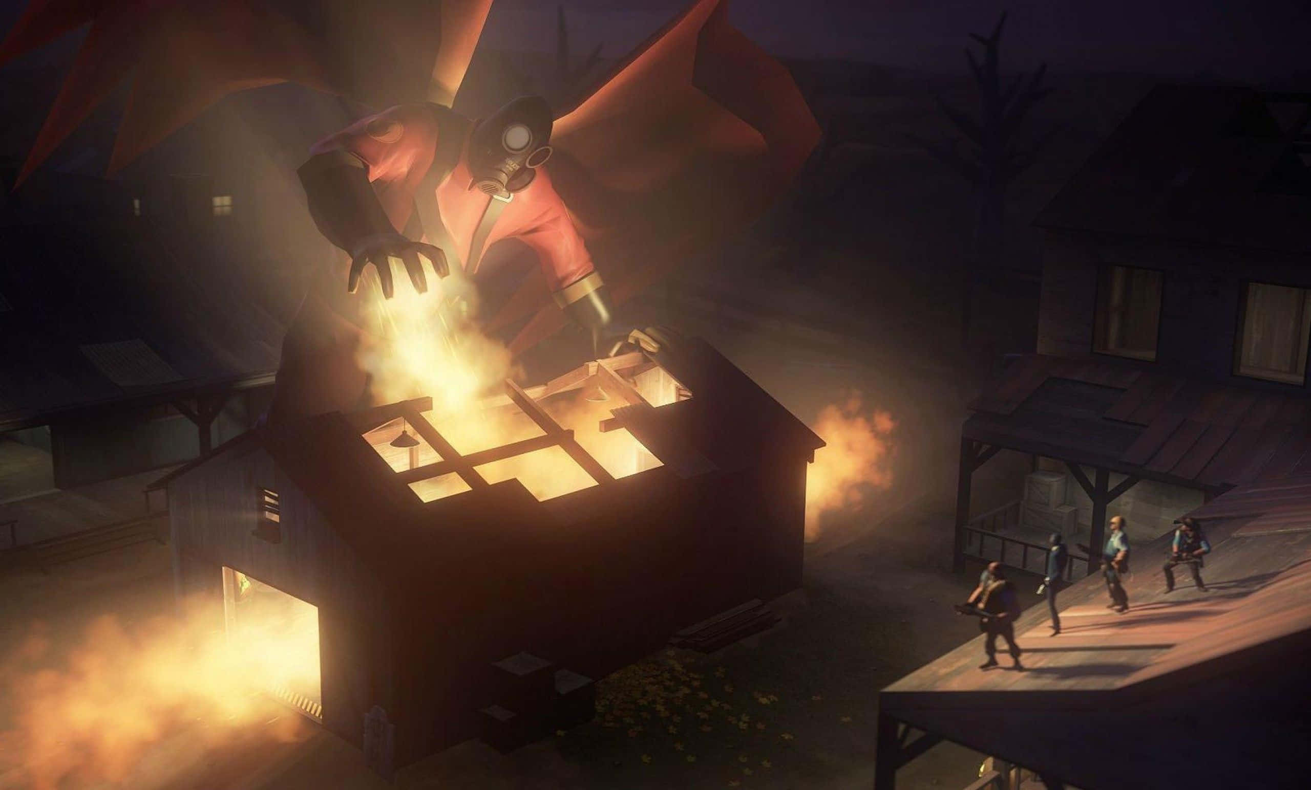 Team Fortress 2 Characters, red-winged creature, gas mask, 2K Desktop Wallpaper