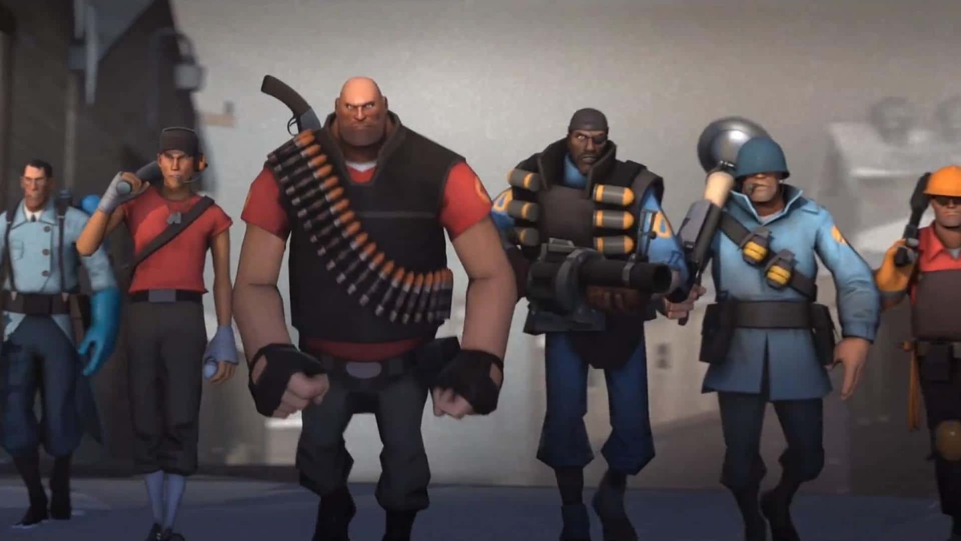 Team Fortress 2 Characters, stylized video game soldiers, combat gear, Full HD Desktop Wallpaper