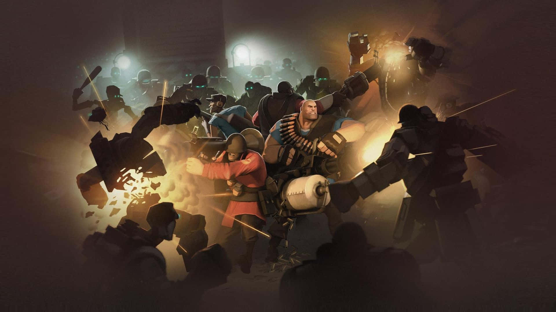Team Fortress 2 Characters, armored warriors, smoky, Full HD Desktop Wallpaper