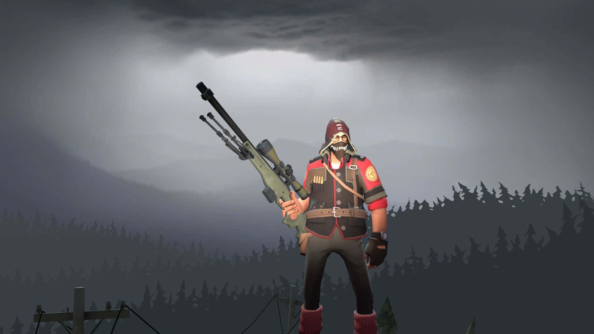 Team Fortress 2 Characters, sniper, red and black gear, Full HD Desktop Wallpaper