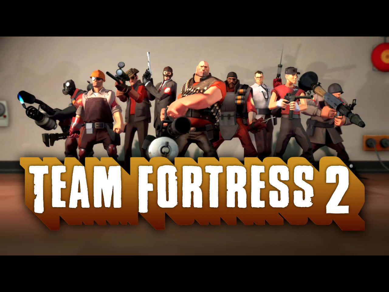 Team Fortress 2 Characters, Team Fortress 2 logo, nine cartoonish soldiers, HD Desktop Wallpaper