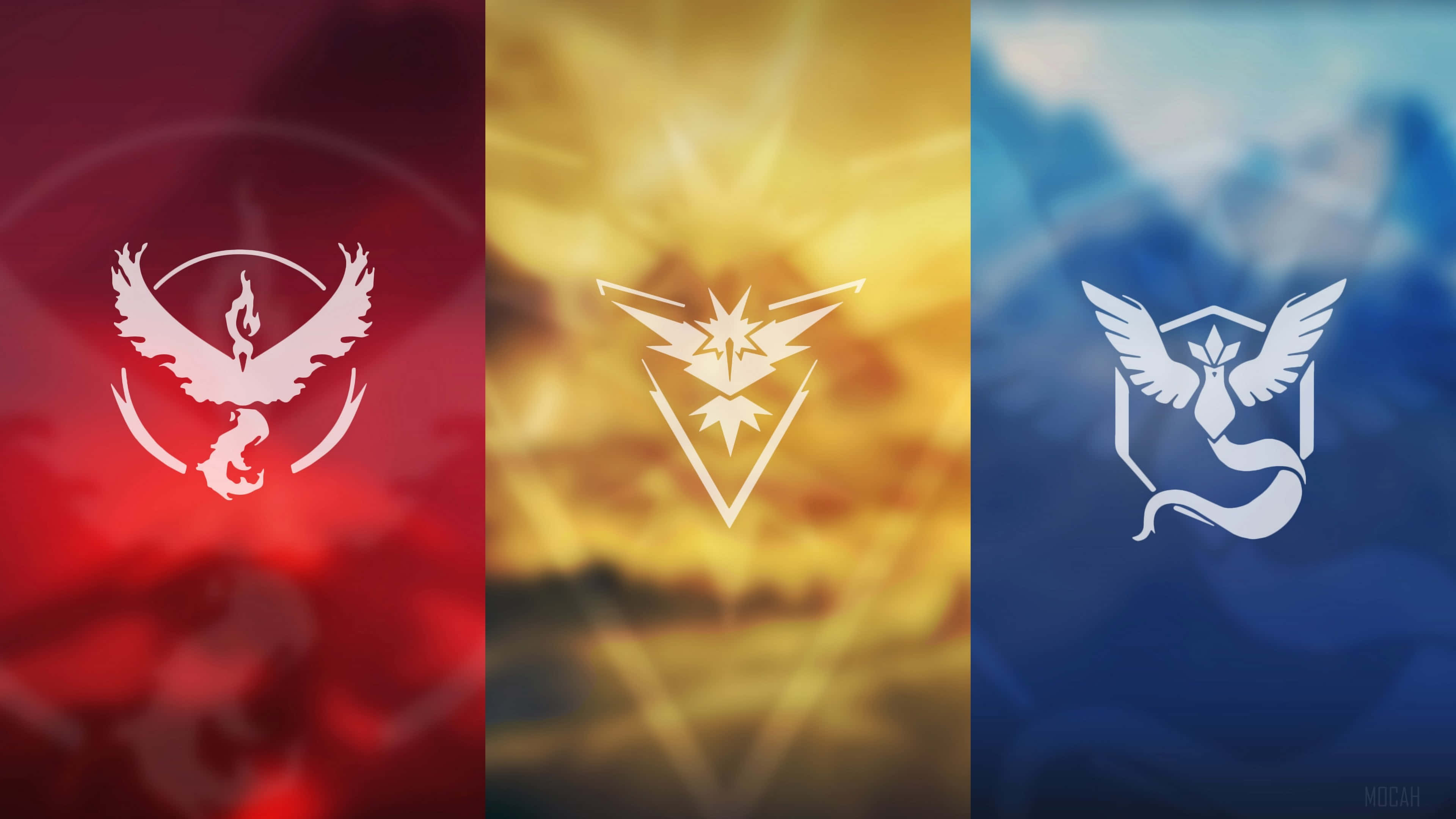 Team Mystic, Pokémon Gym Leader insignias, red, 4K Desktop Wallpaper