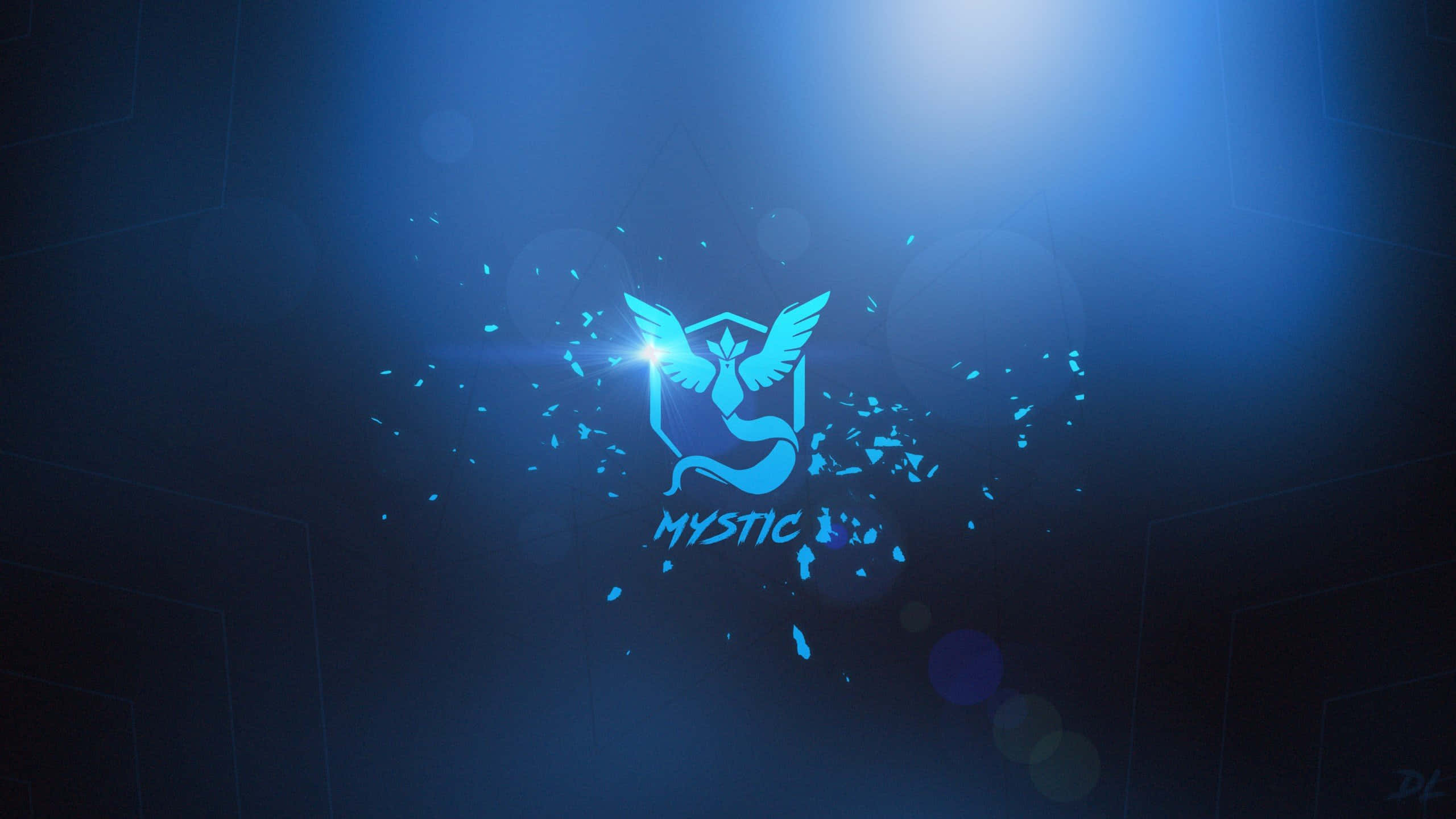 Team Mystic, glowing blue Mystic logo, wings, 2K Desktop Wallpaper