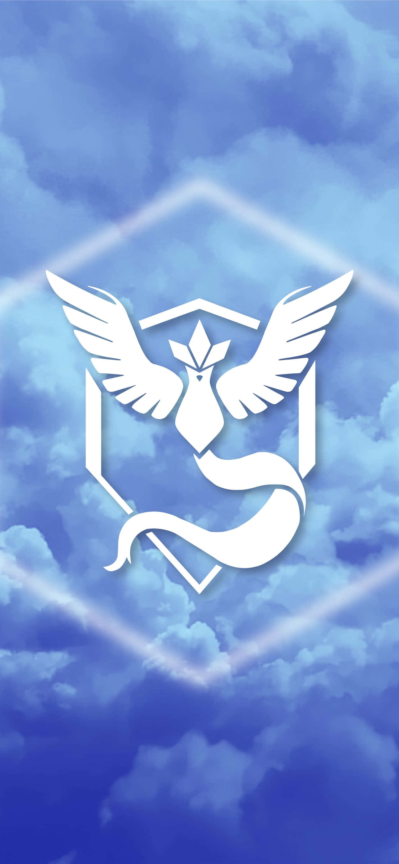 Team Mystic, white stylized bird emblem, wings, 2K Phone Wallpaper