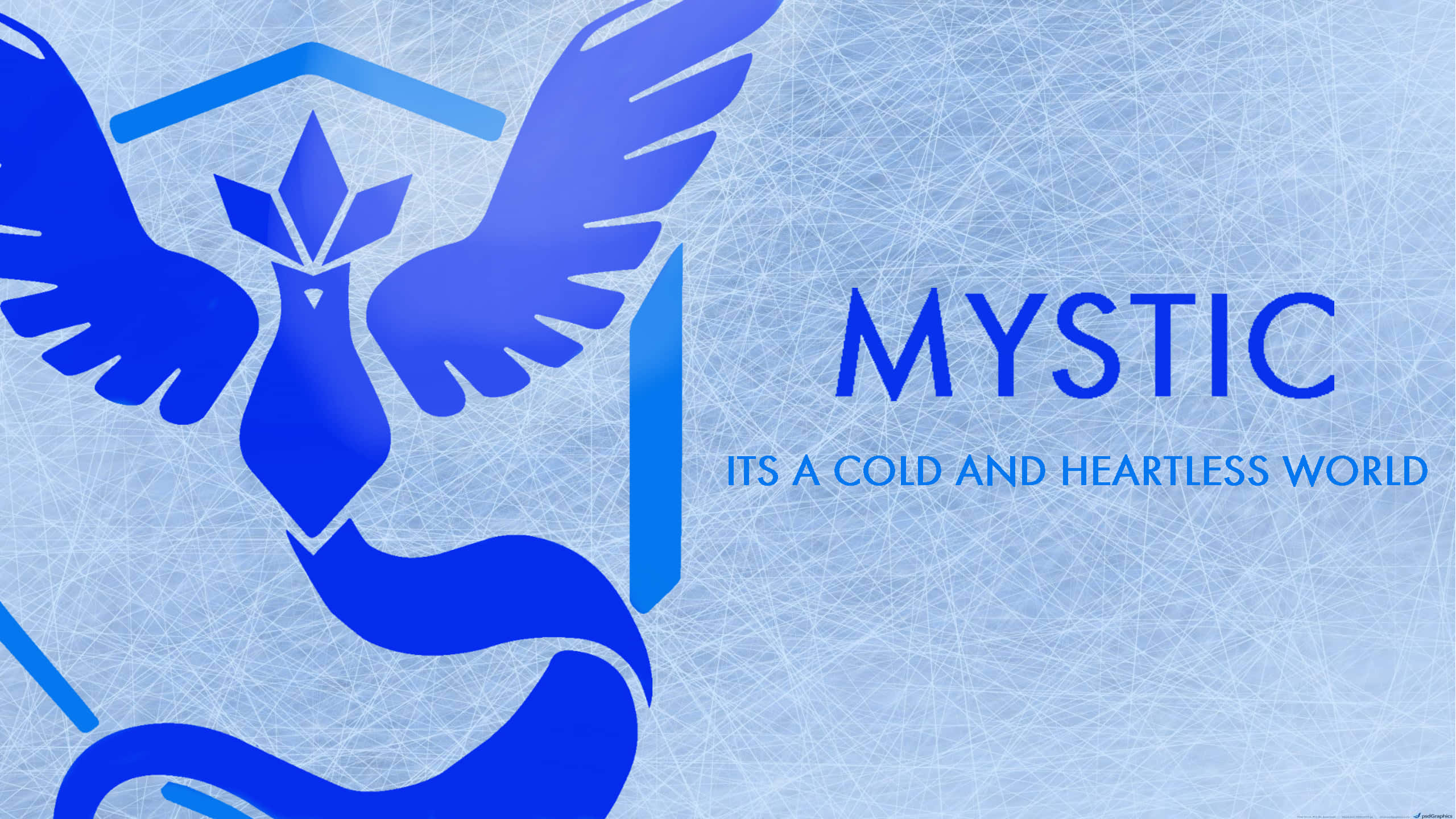Team Mystic, blue bird logo, wings spread, 2K Desktop Wallpaper