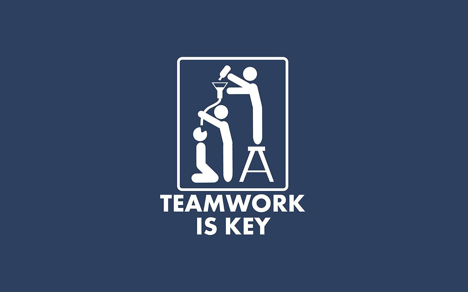 teamwork is key, white minimalist logo, navy blue background, Full HD Desktop Wallpaper