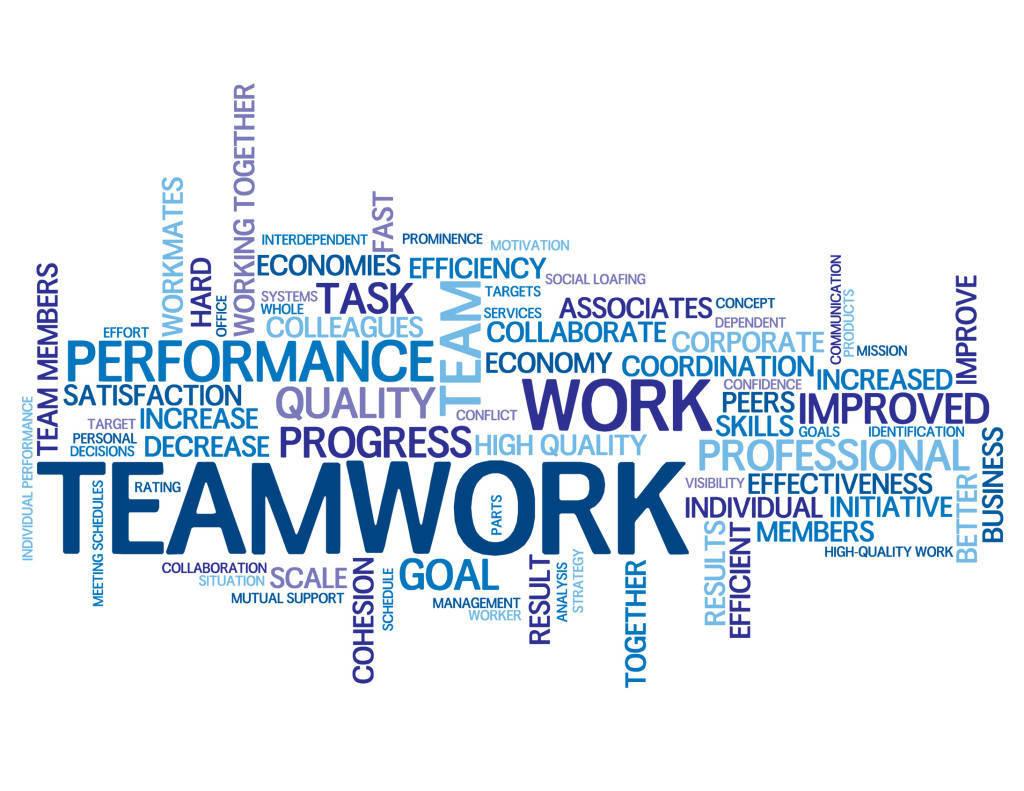 TEAMWORK, blue tones, word cloud, SD Desktop Wallpaper
