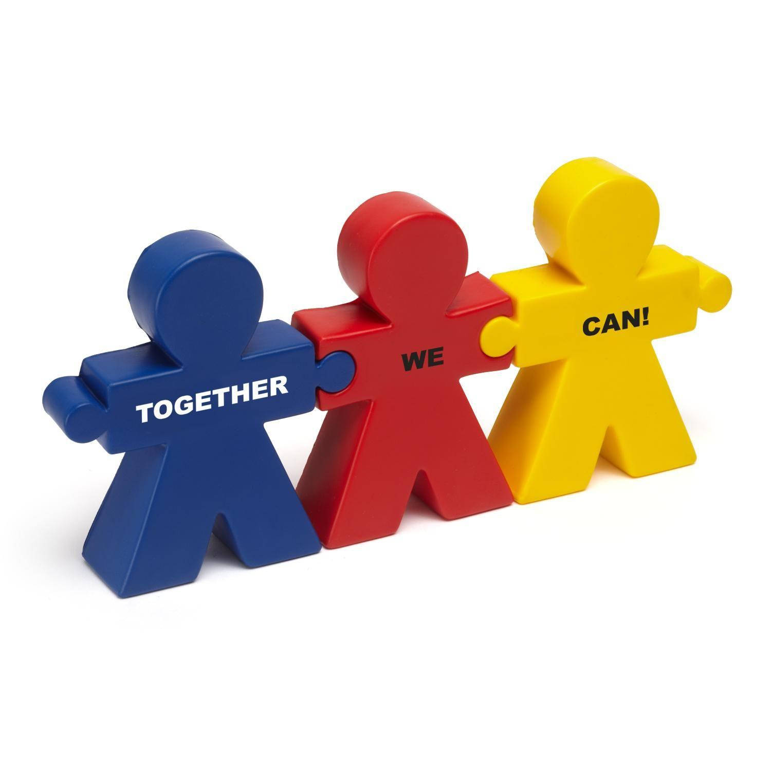 Teamwork, human figure puzzle, blue, HD Desktop Wallpaper