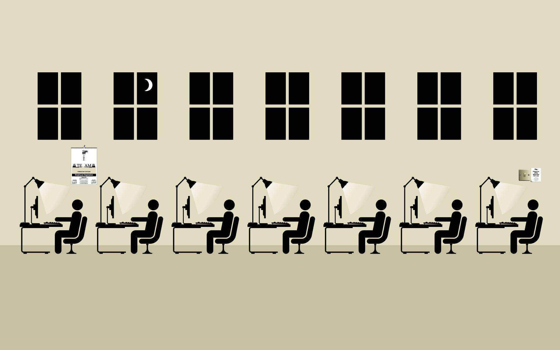 Teamwork, comic stick figures, office, Full HD Desktop Wallpaper