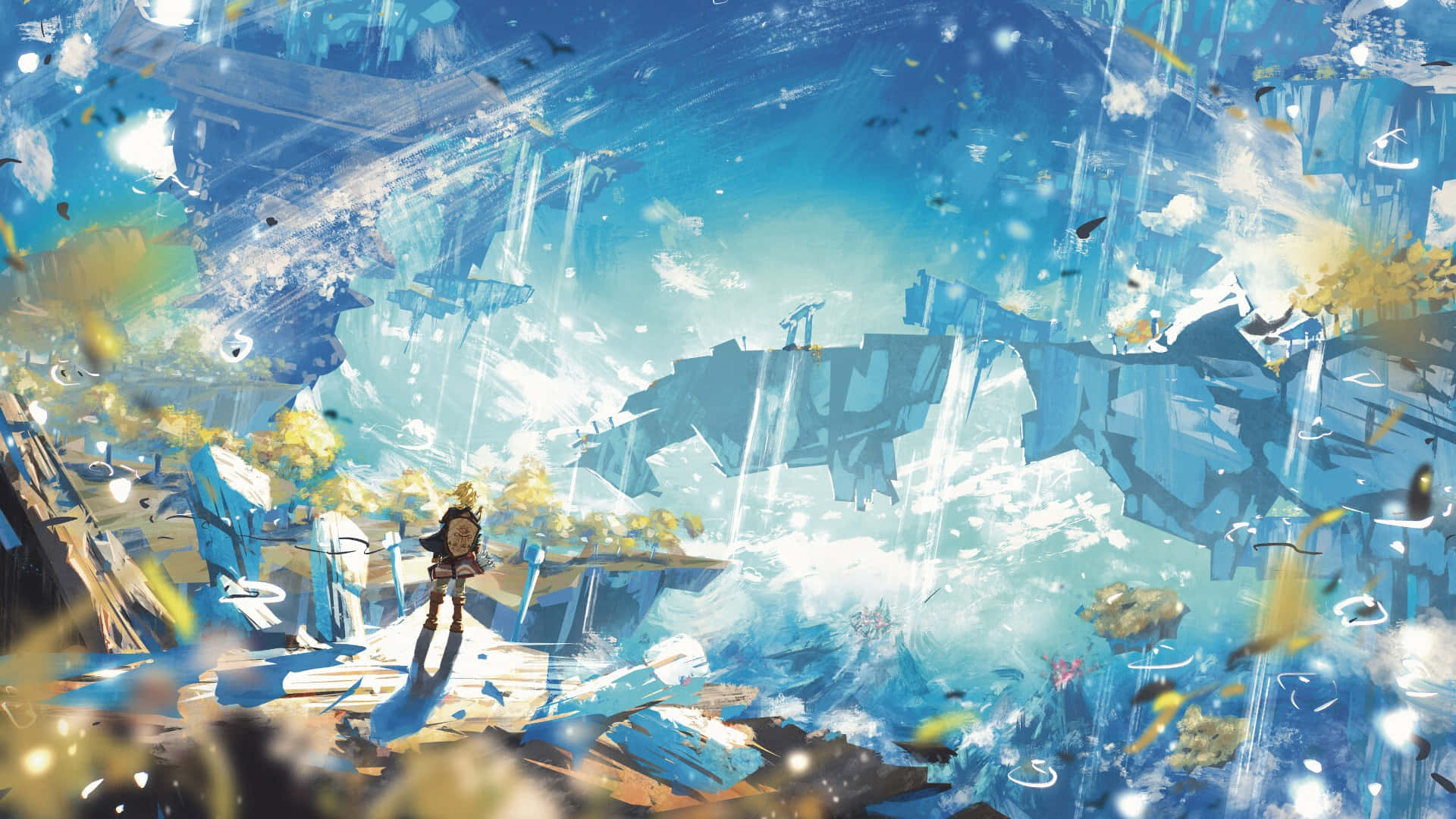 Tears Of The Kingdom, sky exploration, broken platform, Full HD Desktop Wallpaper