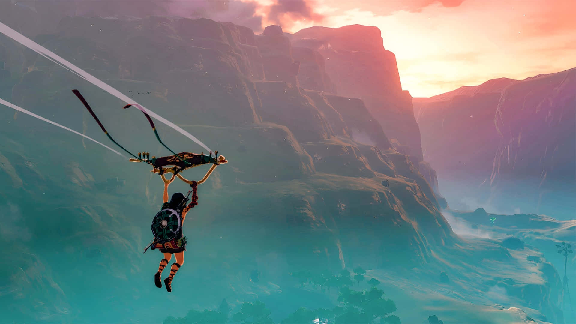 Tears Of The Kingdom, zypline adventure, canyon, Full HD Desktop Wallpaper