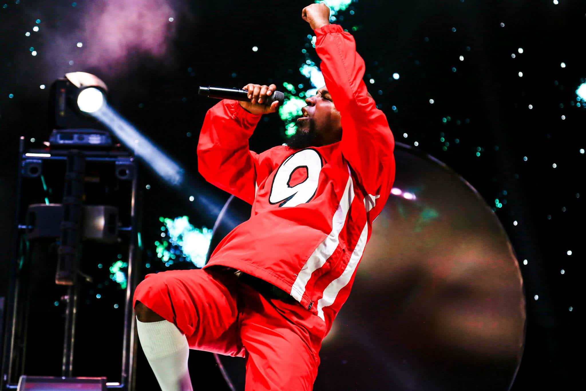 Tech n9ne, red tracksuit, white number nine, Full HD Desktop Wallpaper