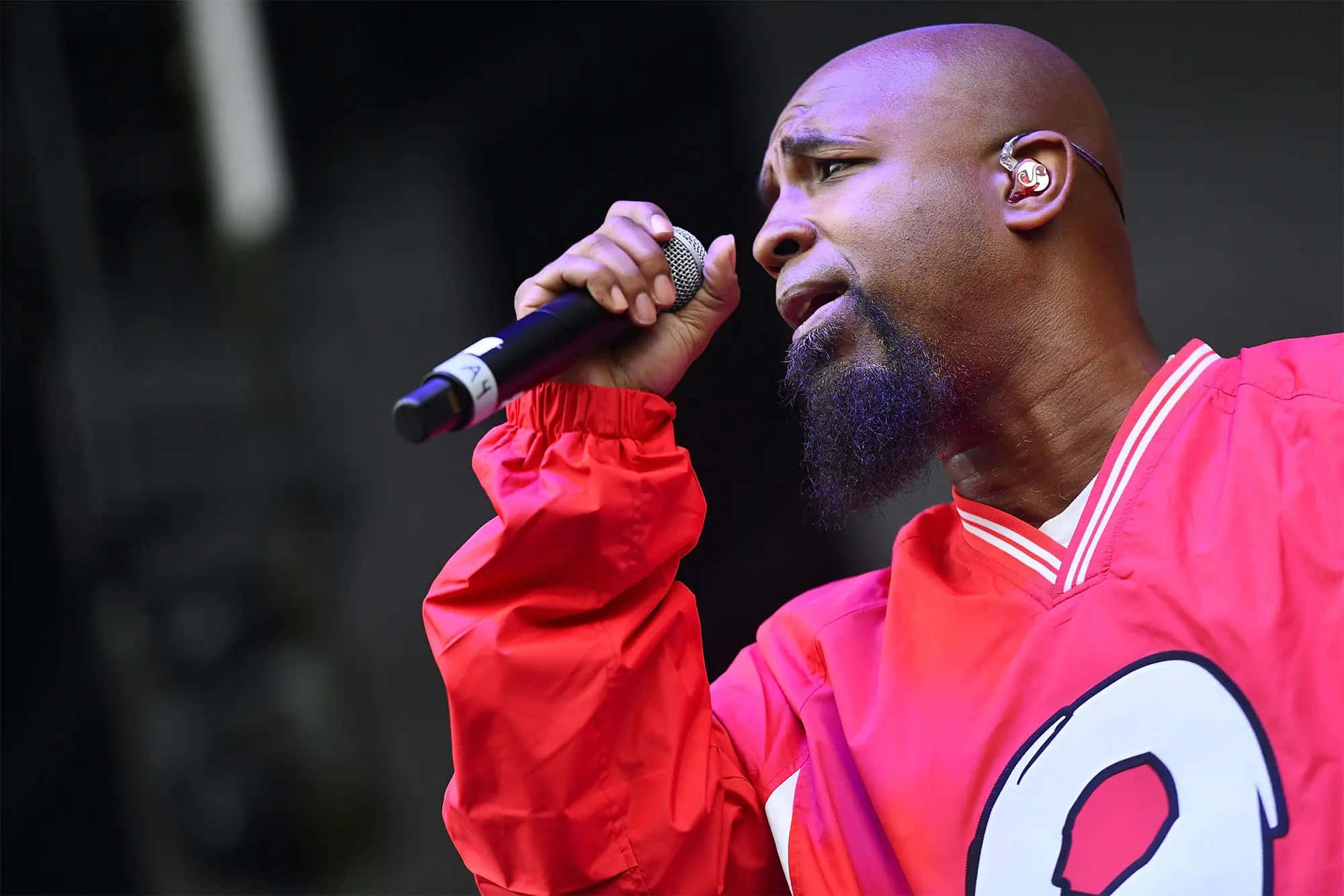 Tech n9ne, red jacket, white number eight, Full HD Desktop Wallpaper