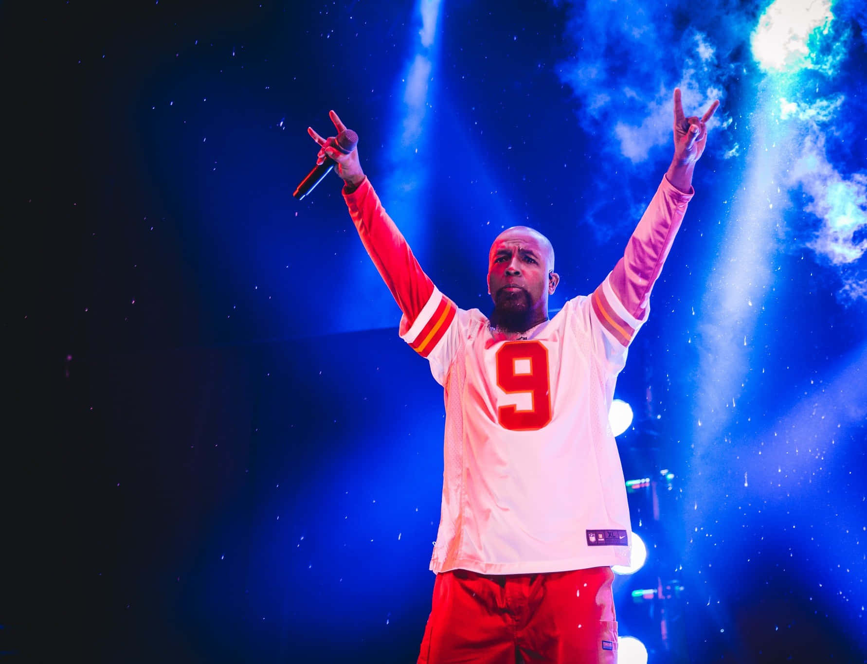 Tech N9ne, white jersey, red number nine, HD Desktop Wallpaper
