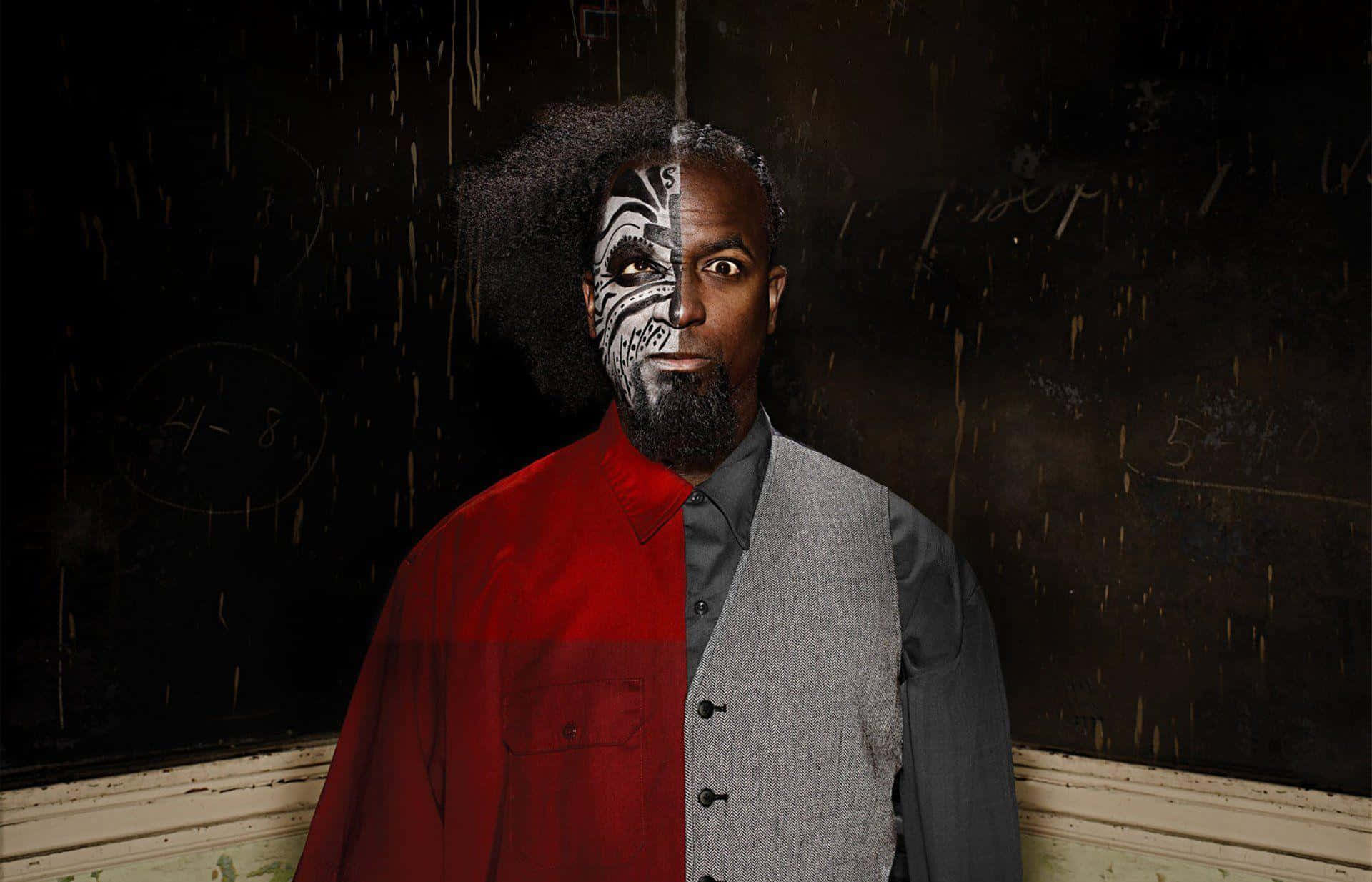 Tech n9ne, half face paint, zebra pattern, Full HD Desktop Wallpaper