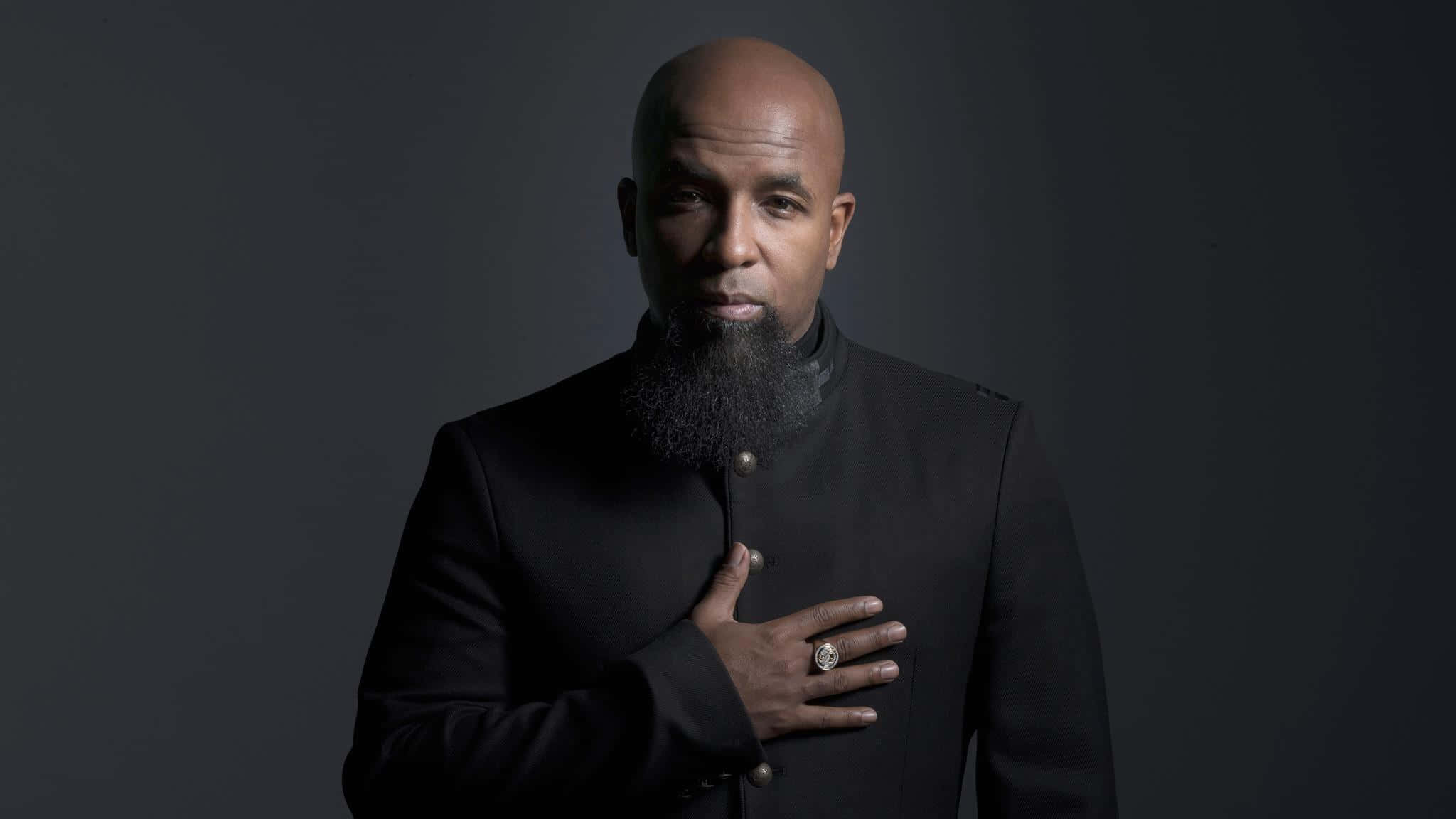 Tech N9ne, black suit, full beard, Full HD Desktop Wallpaper
