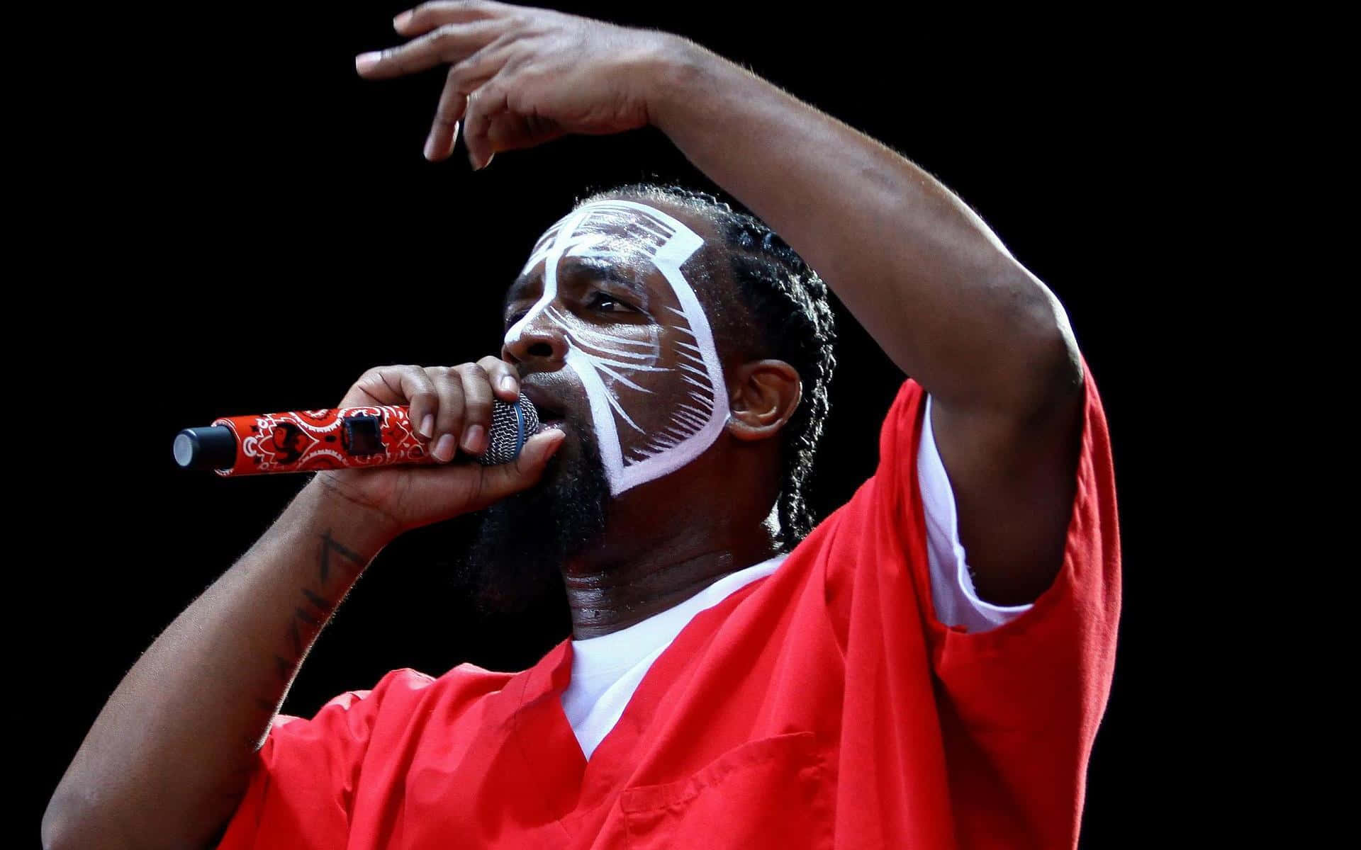 Tech n9ne, white face paint, red microphone, Full HD Desktop Wallpaper