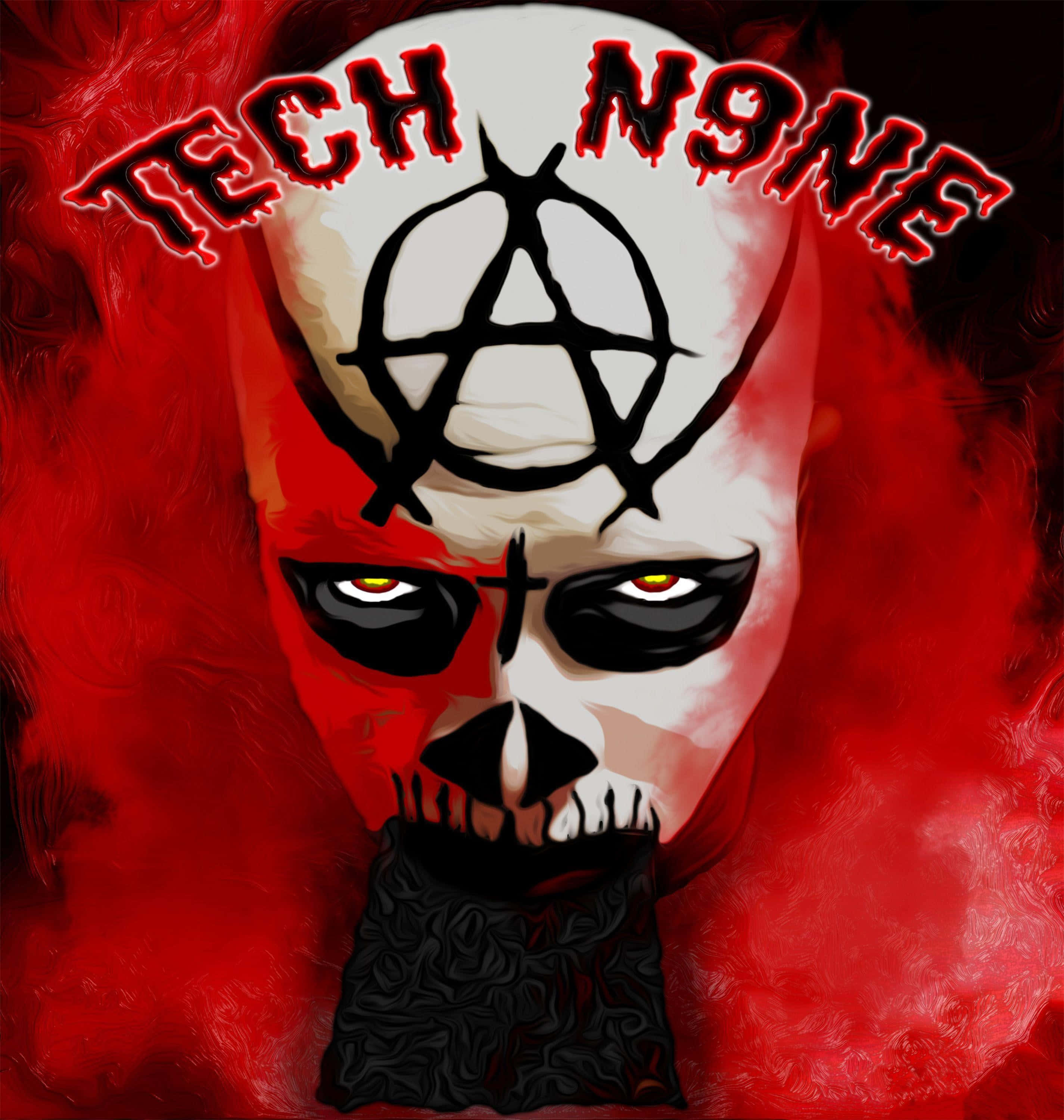 Tech n9ne, red, glowing yellow eyes, 2K Phone Wallpaper