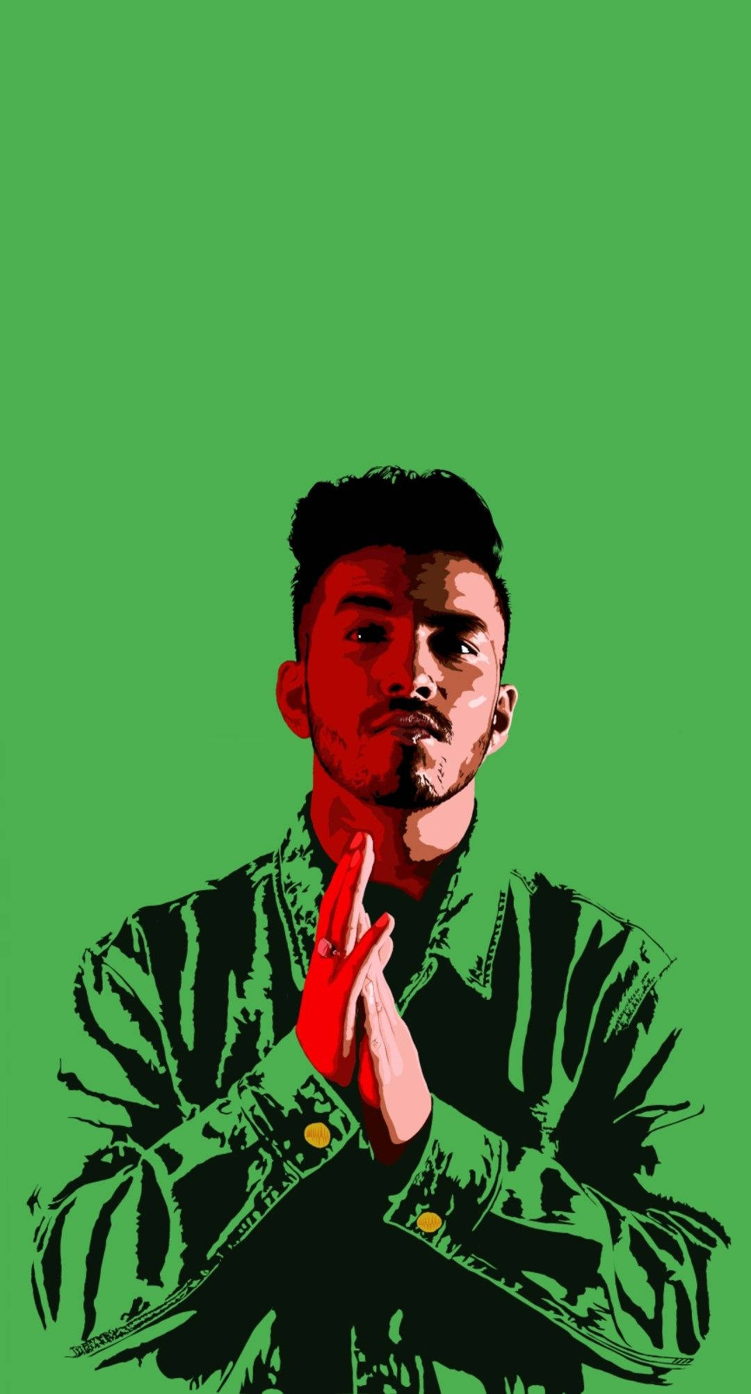 Techno Gamerz, green jacket, solid green background, Full HD Phone Wallpaper