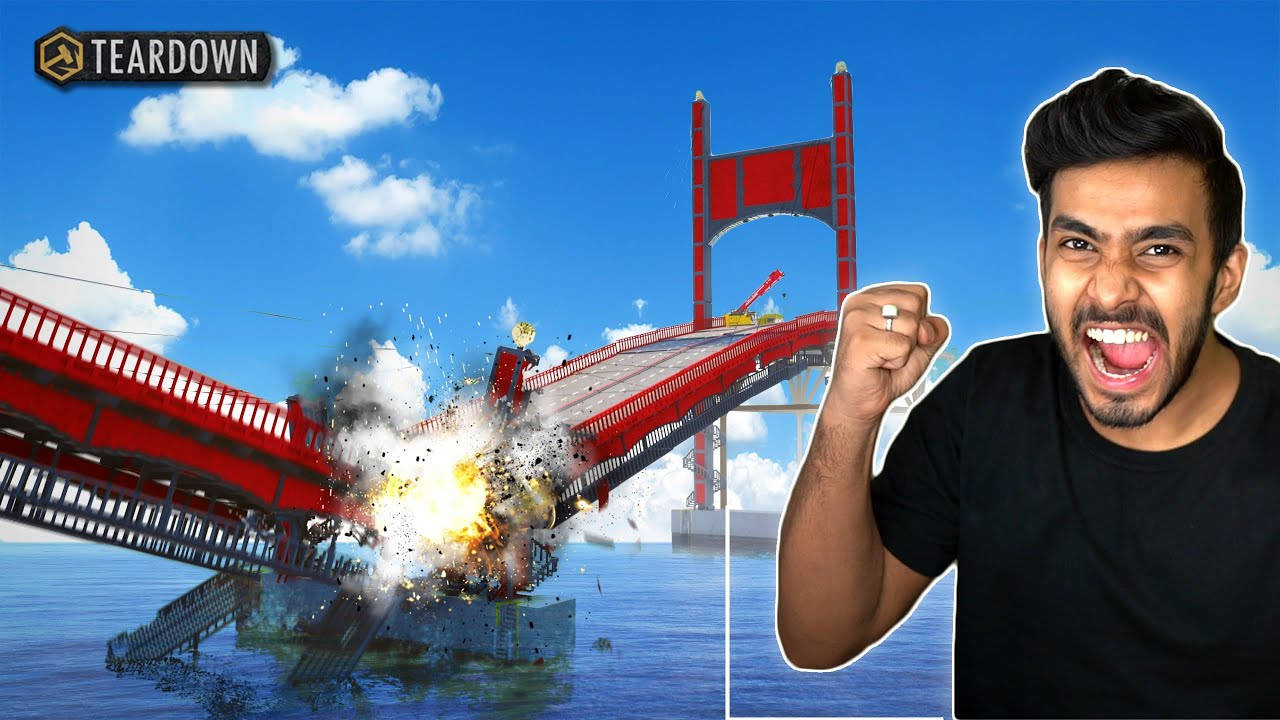 Techno Gamerz, red bridge, exploding, HD Desktop Wallpaper