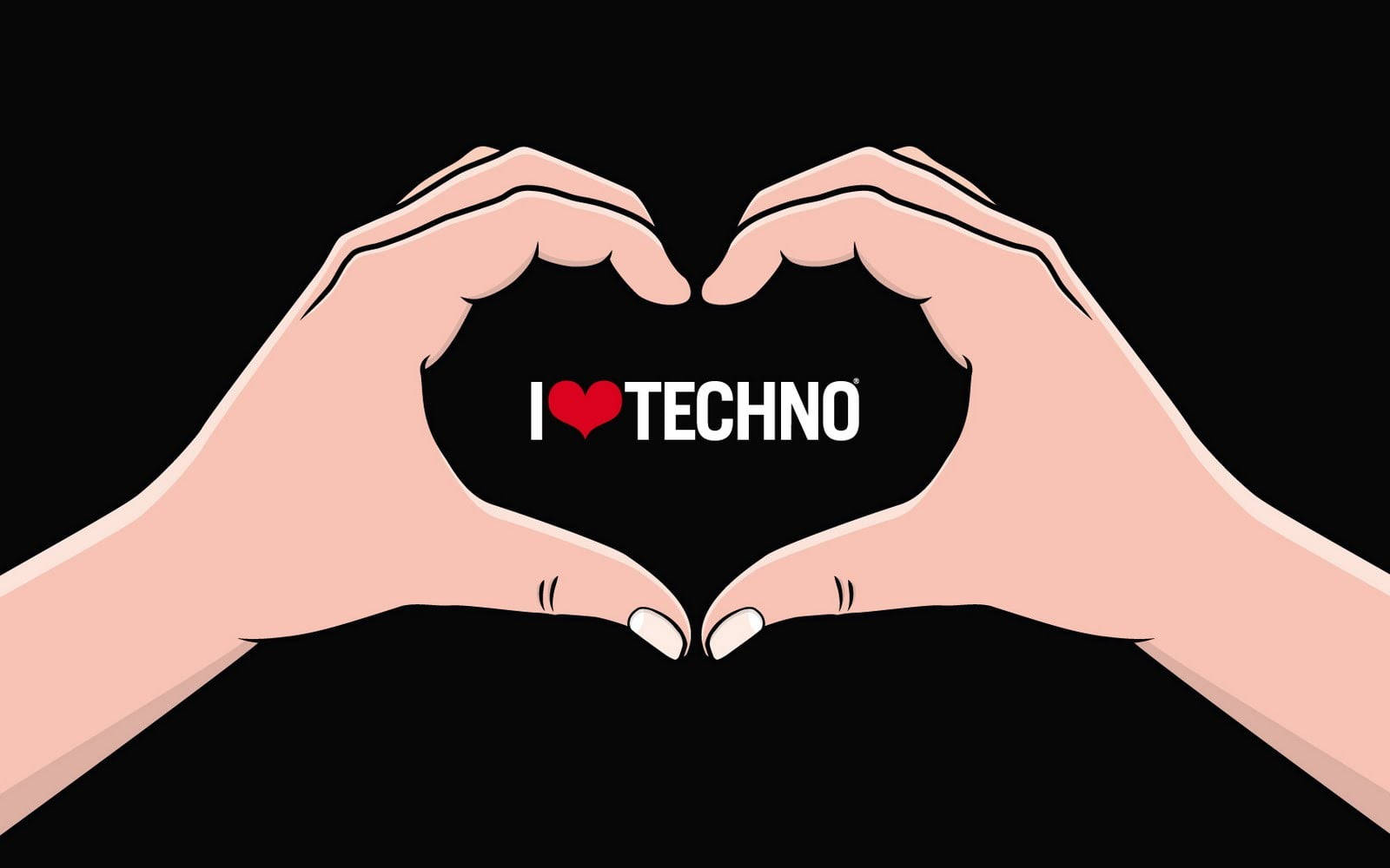 Techno Gamerz, I ❤️ TECHNO, black background, HD Desktop Wallpaper