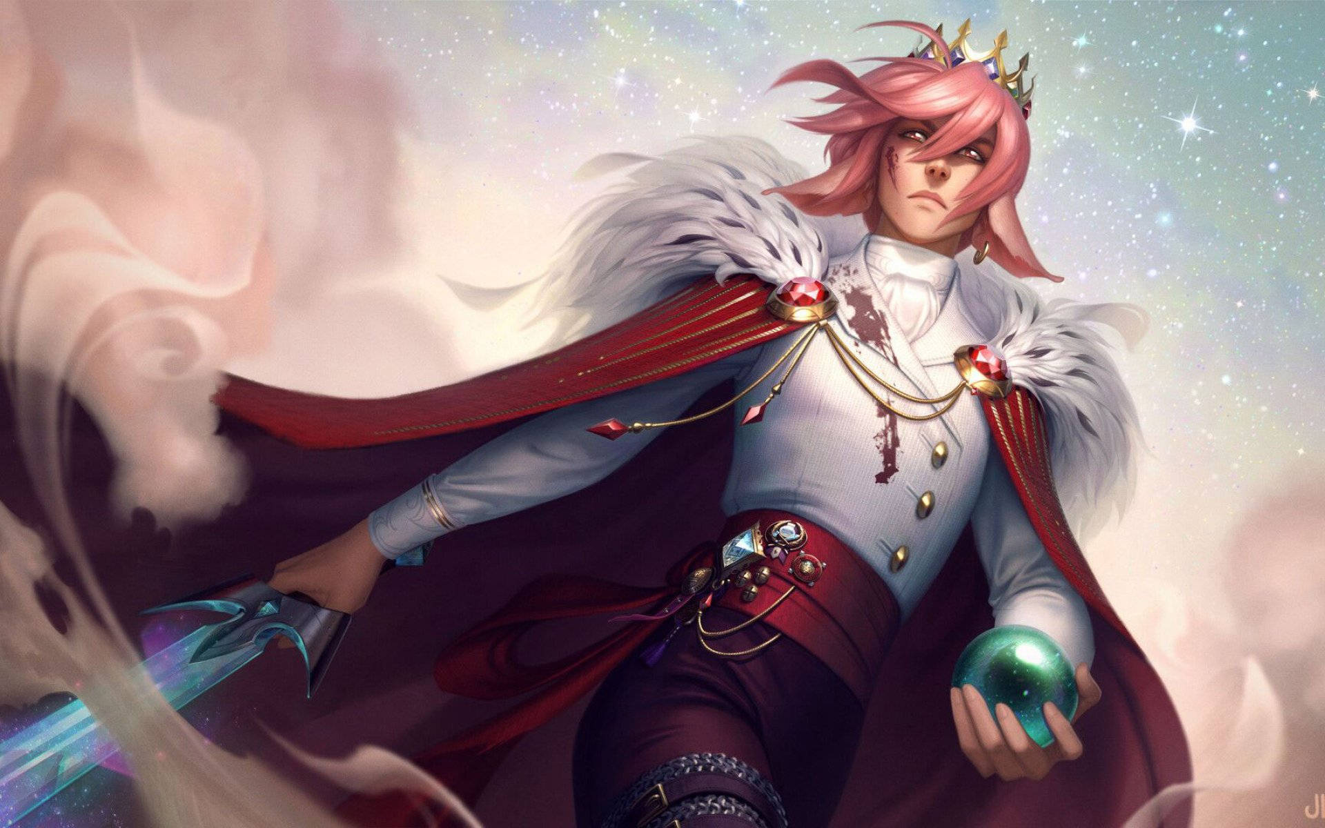 Technoblade, pink-haired, crowned figure, Full HD Desktop Wallpaper