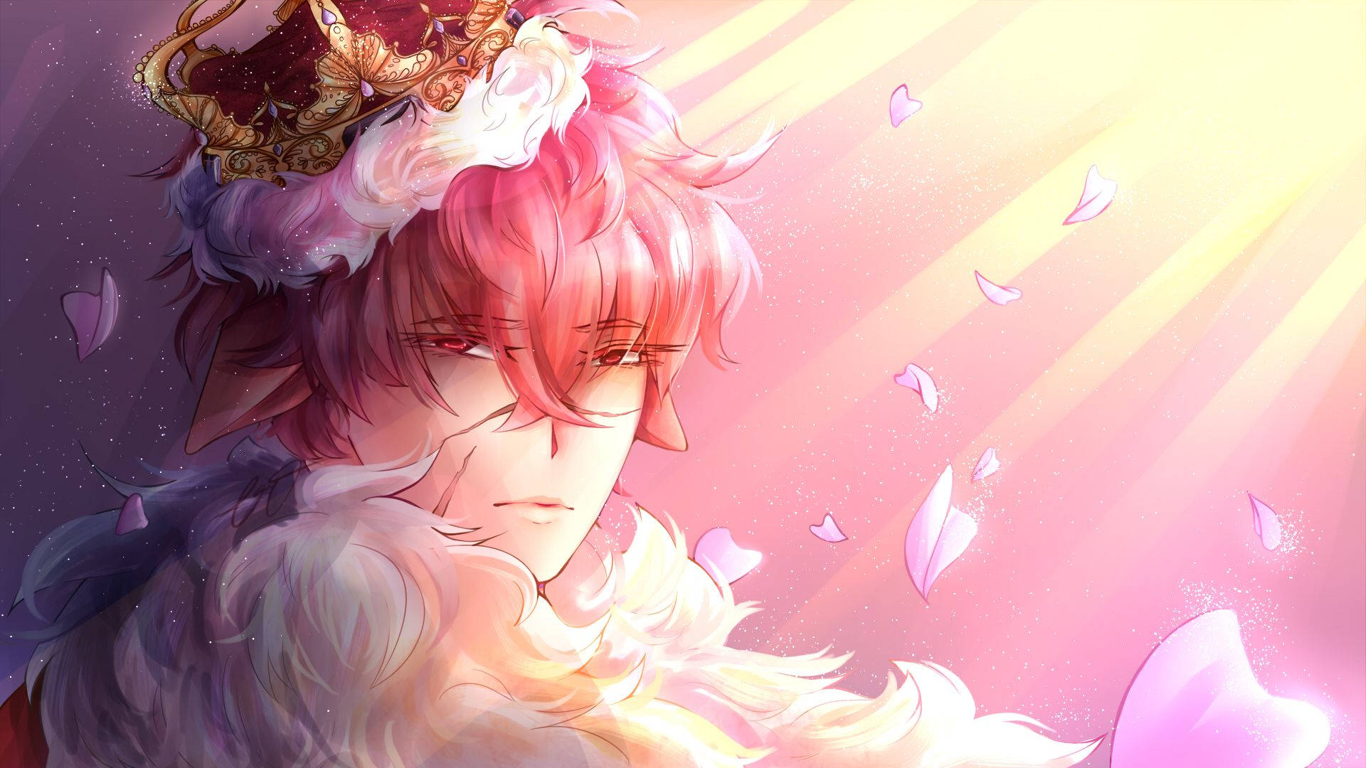 Technoblade, pink hair, pointed ears, Full HD Desktop Wallpaper