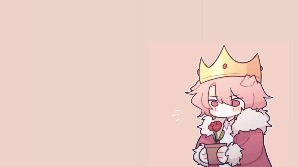 Technoblade, pink-haired anime character, golden crown, SD Desktop Wallpaper