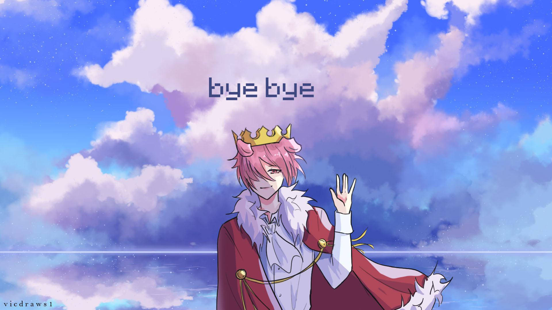 Technoblade, pink-haired anime king, red cape, Full HD Desktop Wallpaper