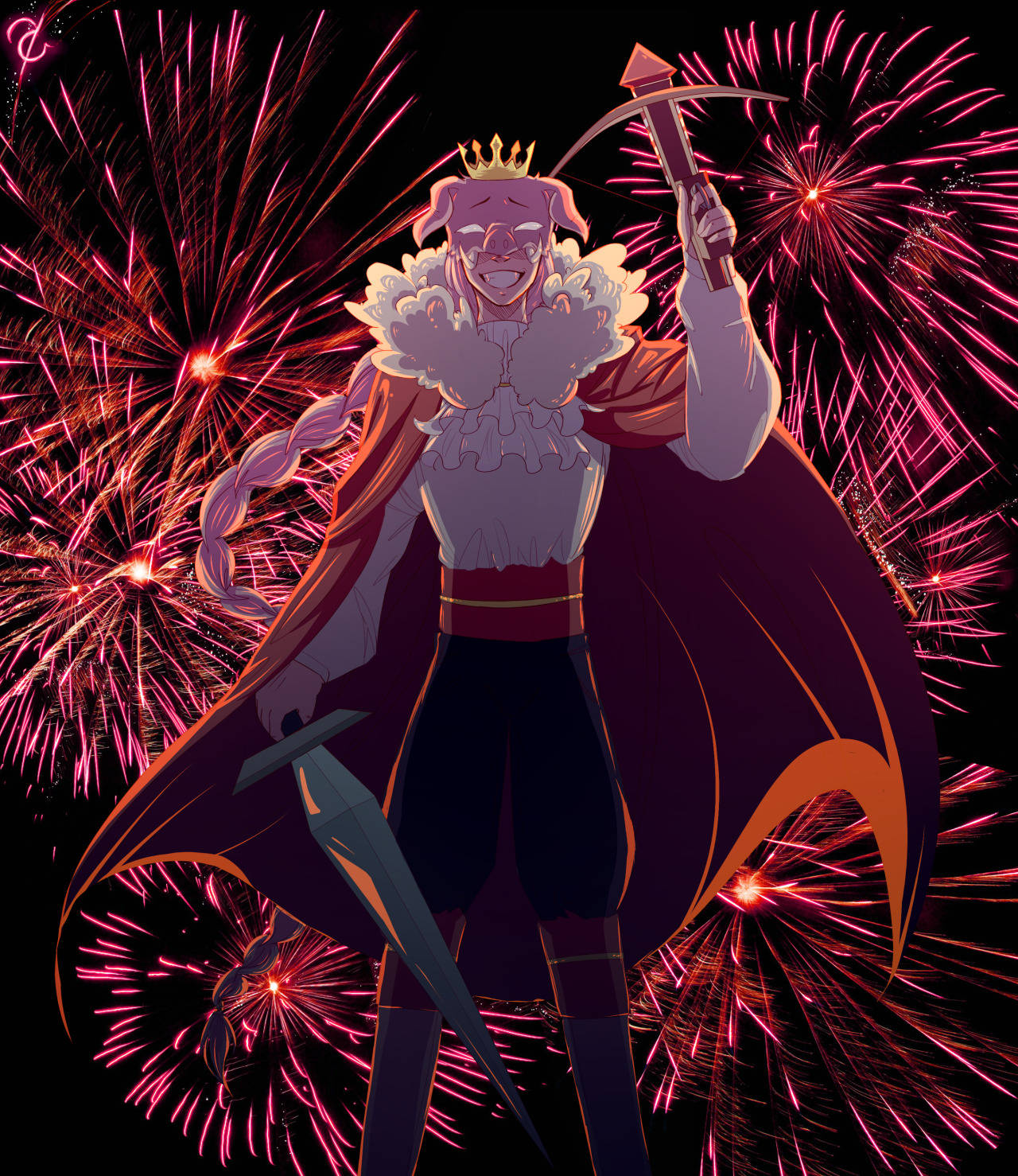 Anime Technoblade, fireworks, pink fireworks, HD Phone Wallpaper