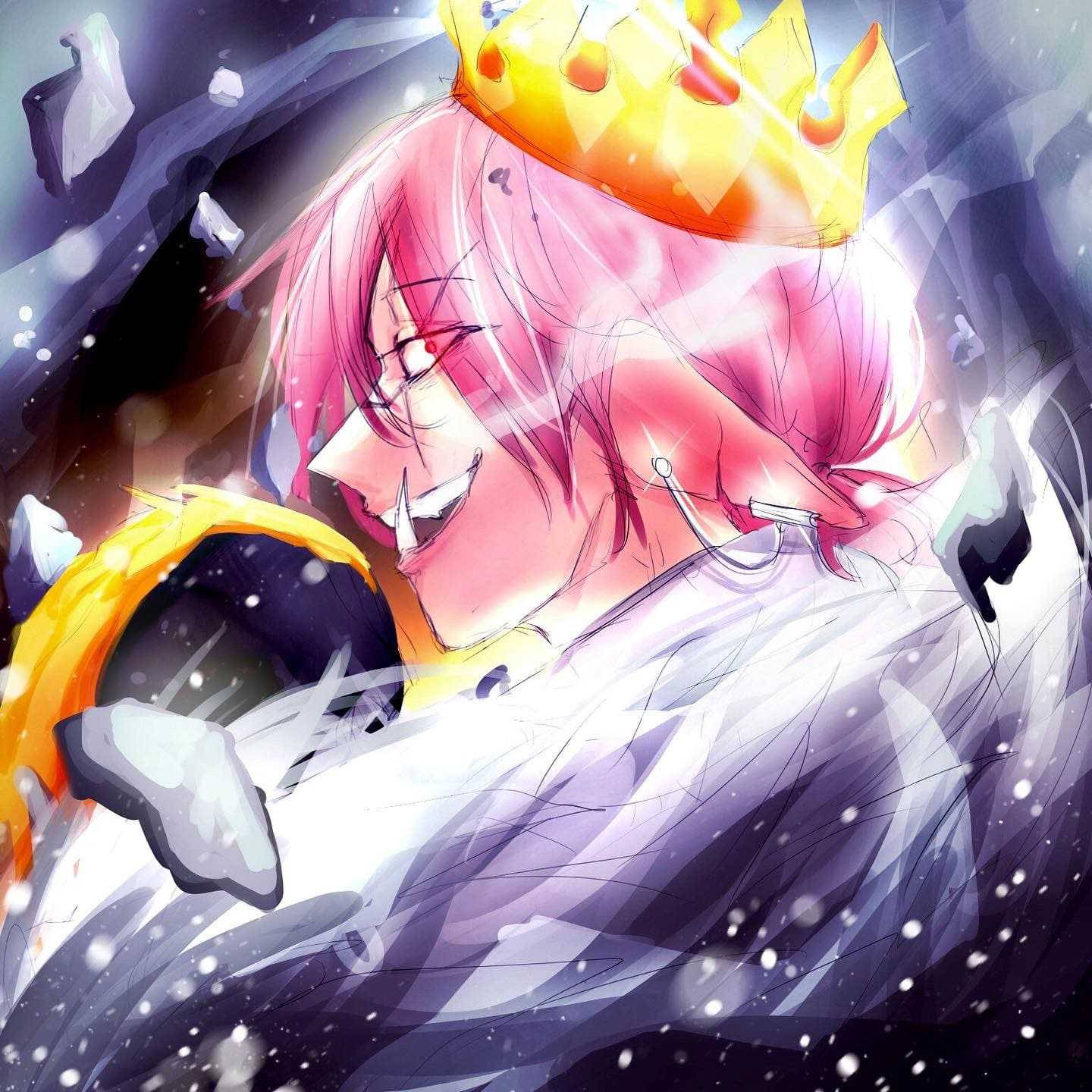 Technoblade, pink-haired anime character, golden crown, HD Desktop Wallpaper