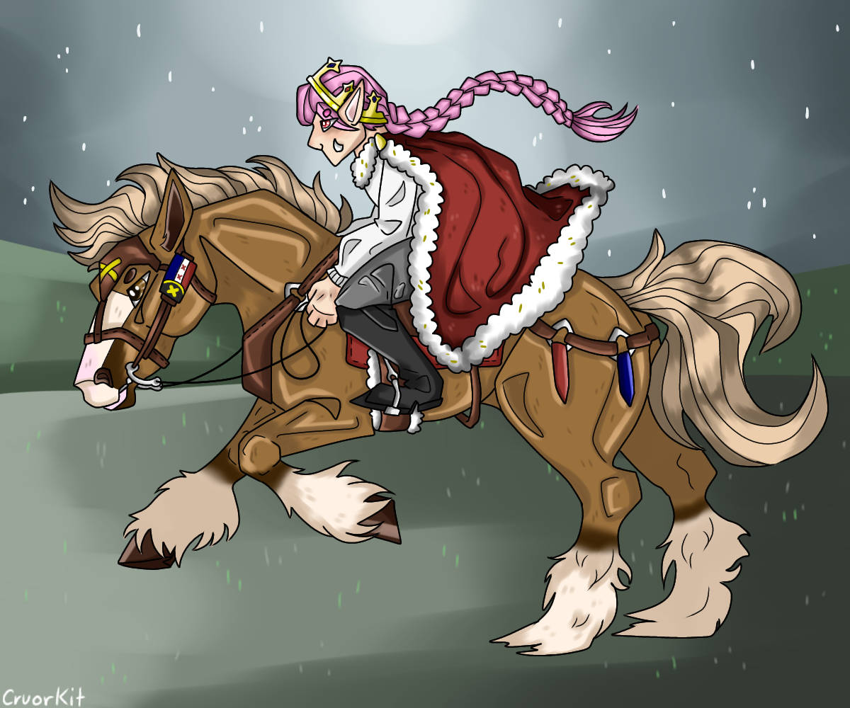 Technoblade, pink-haired elf, red fur-lined cloak, SD Desktop Wallpaper