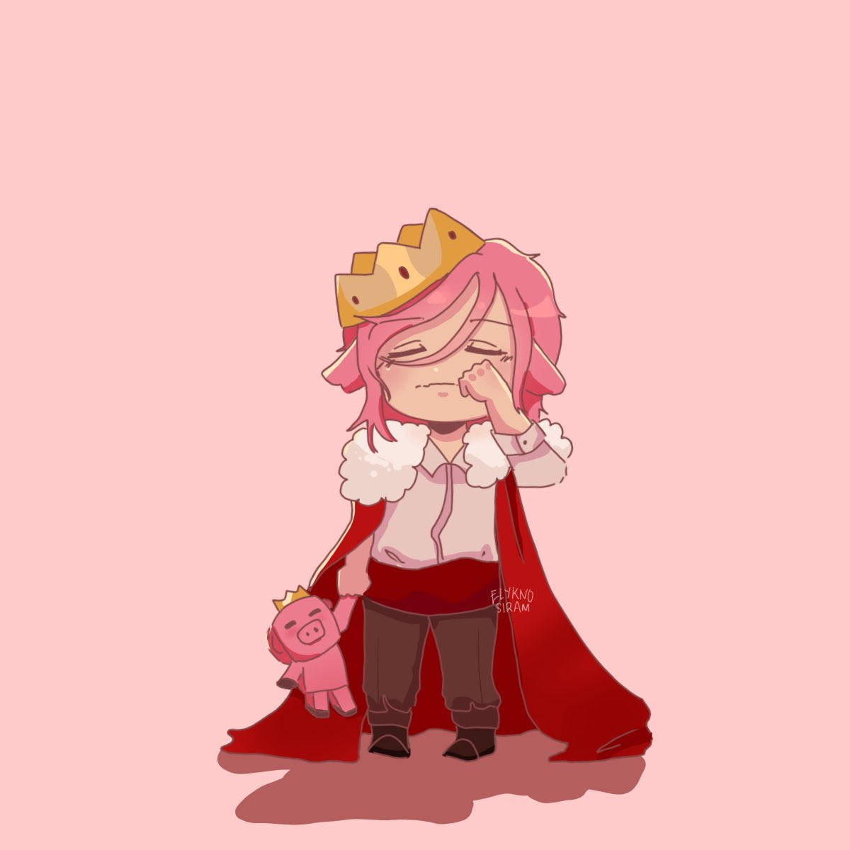 Cartoon Technoblade, pink-haired, red cape, SD Desktop Wallpaper