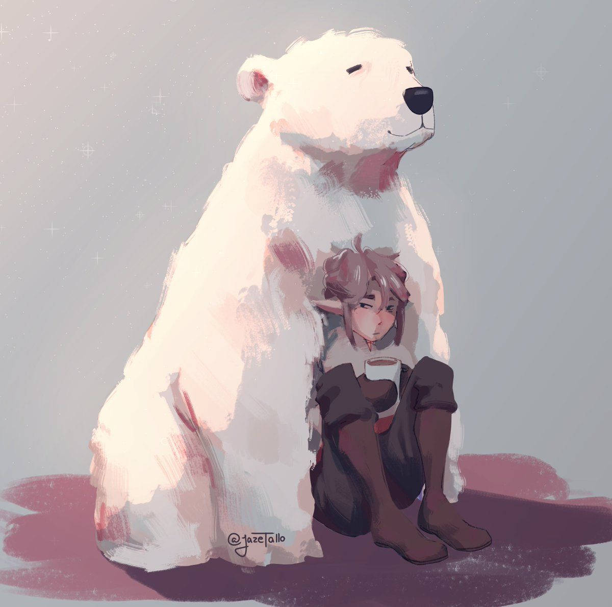 Technoblade, polar bear, starry sky, SD Desktop Wallpaper