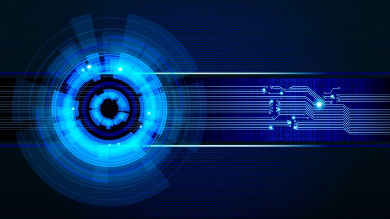 glowing blue, futuristic interface, concentric circles, SD Desktop Wallpaper