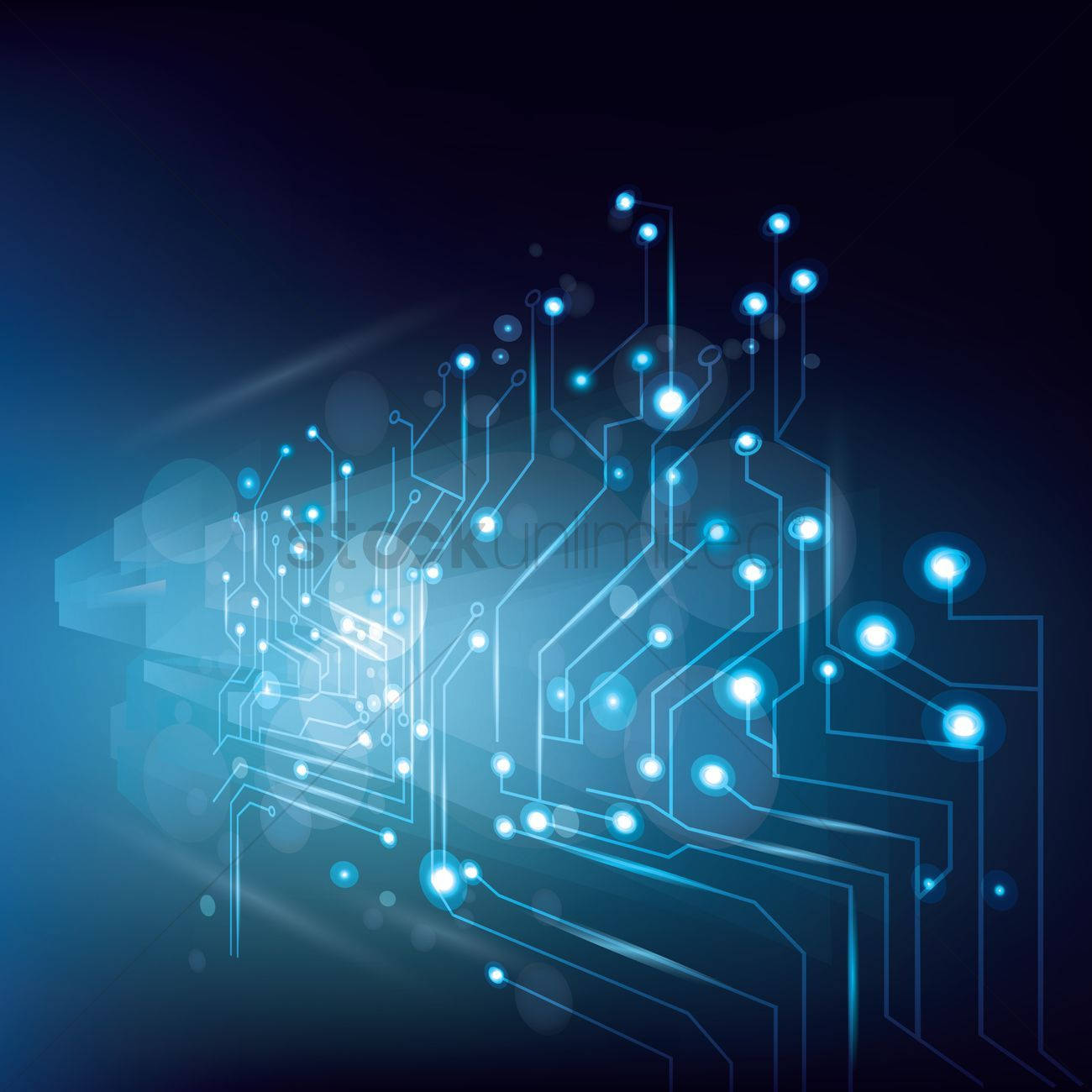 circuit board, blue, glowing, HD Desktop Wallpaper