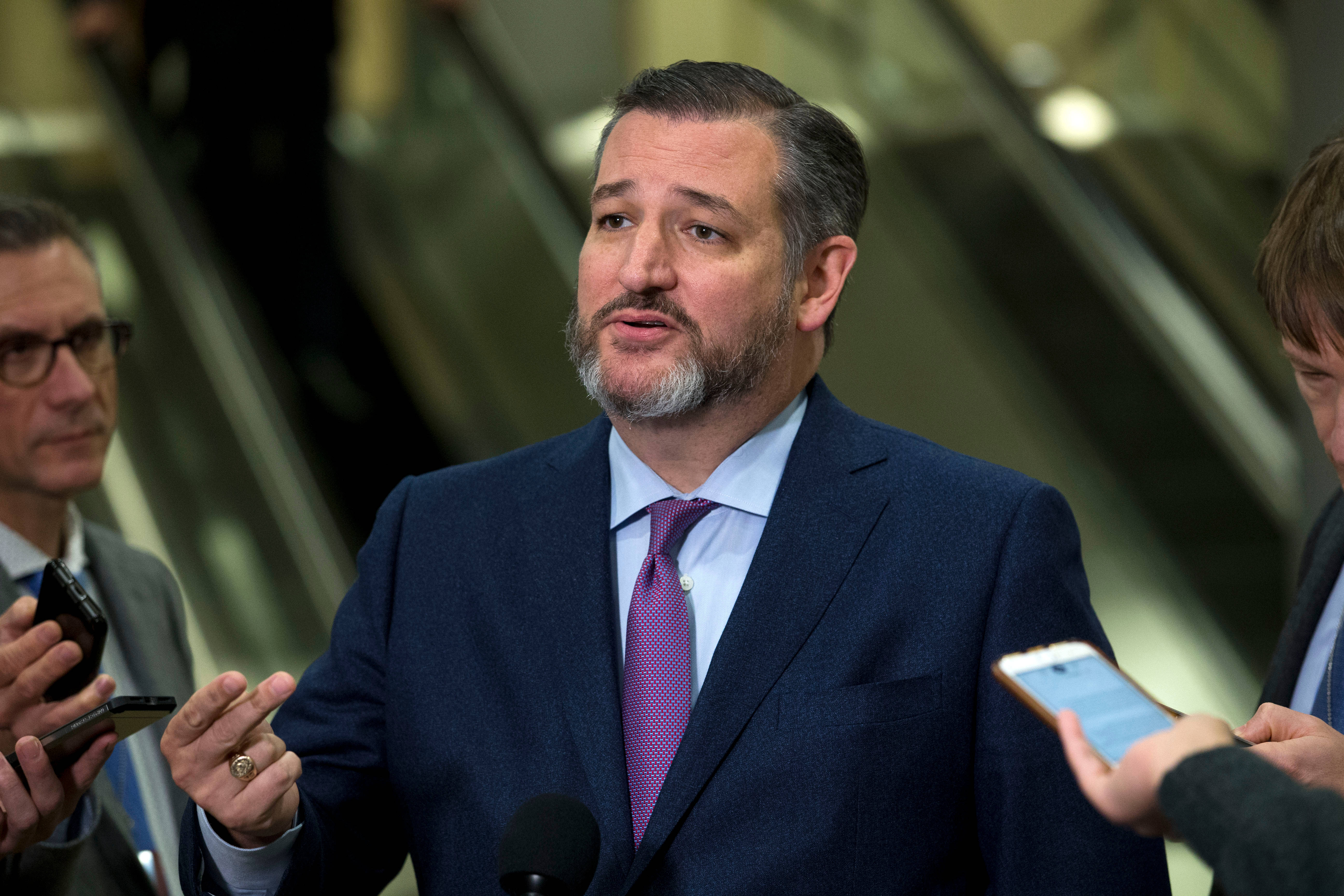 Ted Cruz, navy suit, purple tie, 5K Desktop Wallpaper