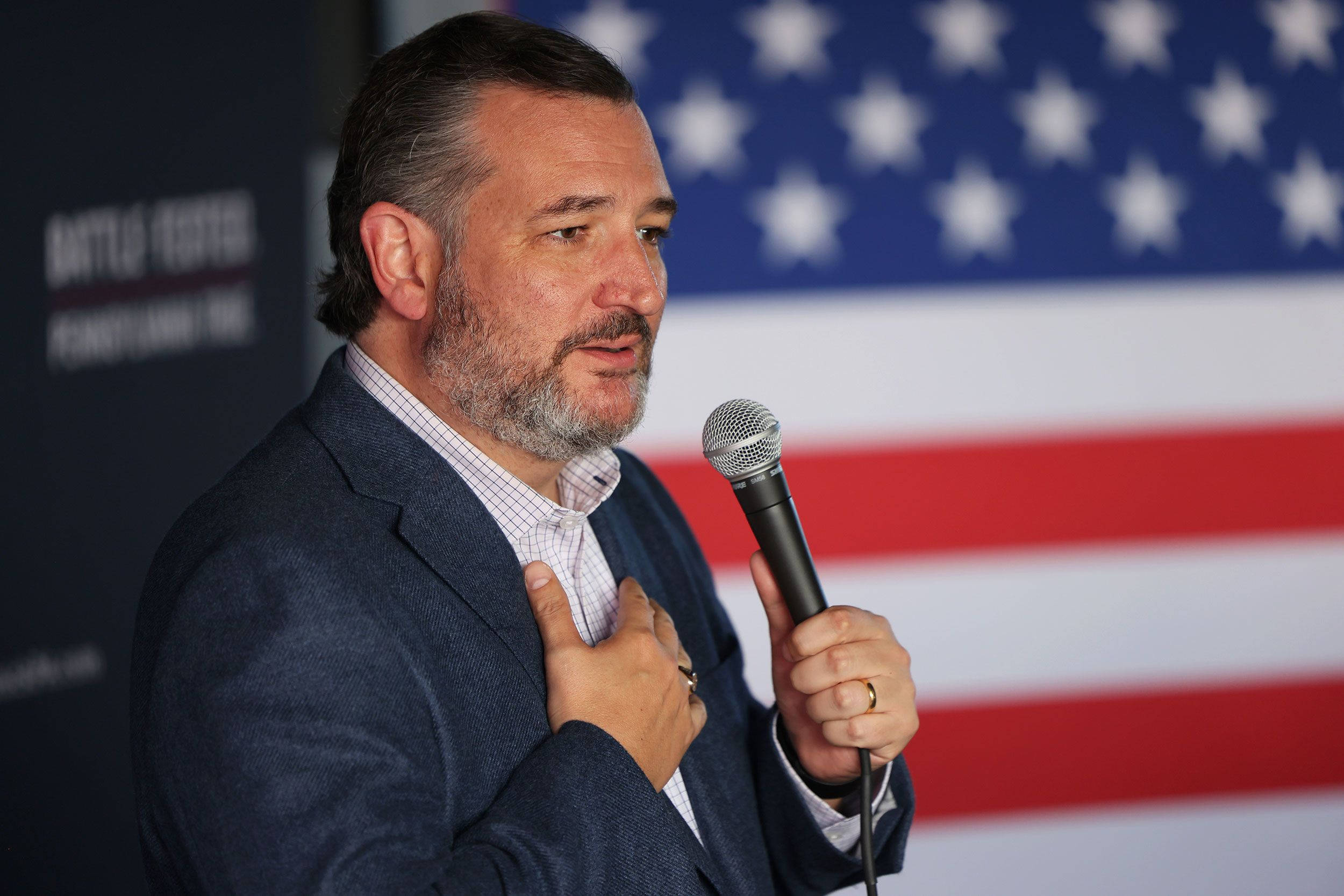 Ted Cruz, blue suit, microphone, Full HD Desktop Wallpaper