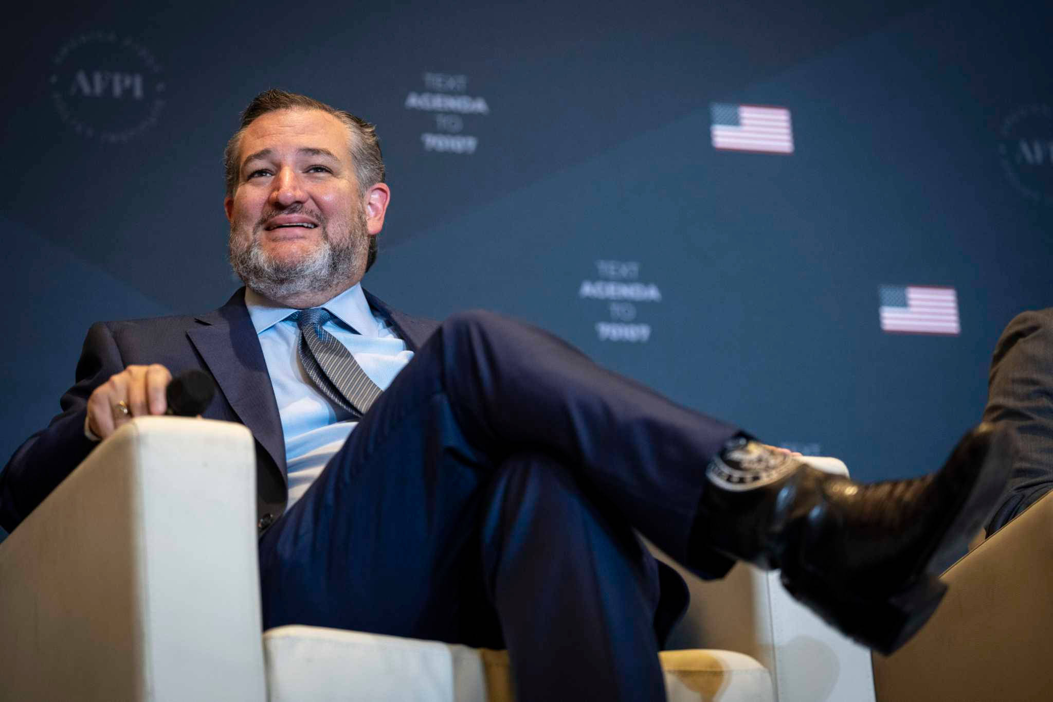 Ted Cruz, white chair, American flags, Full HD Desktop Wallpaper