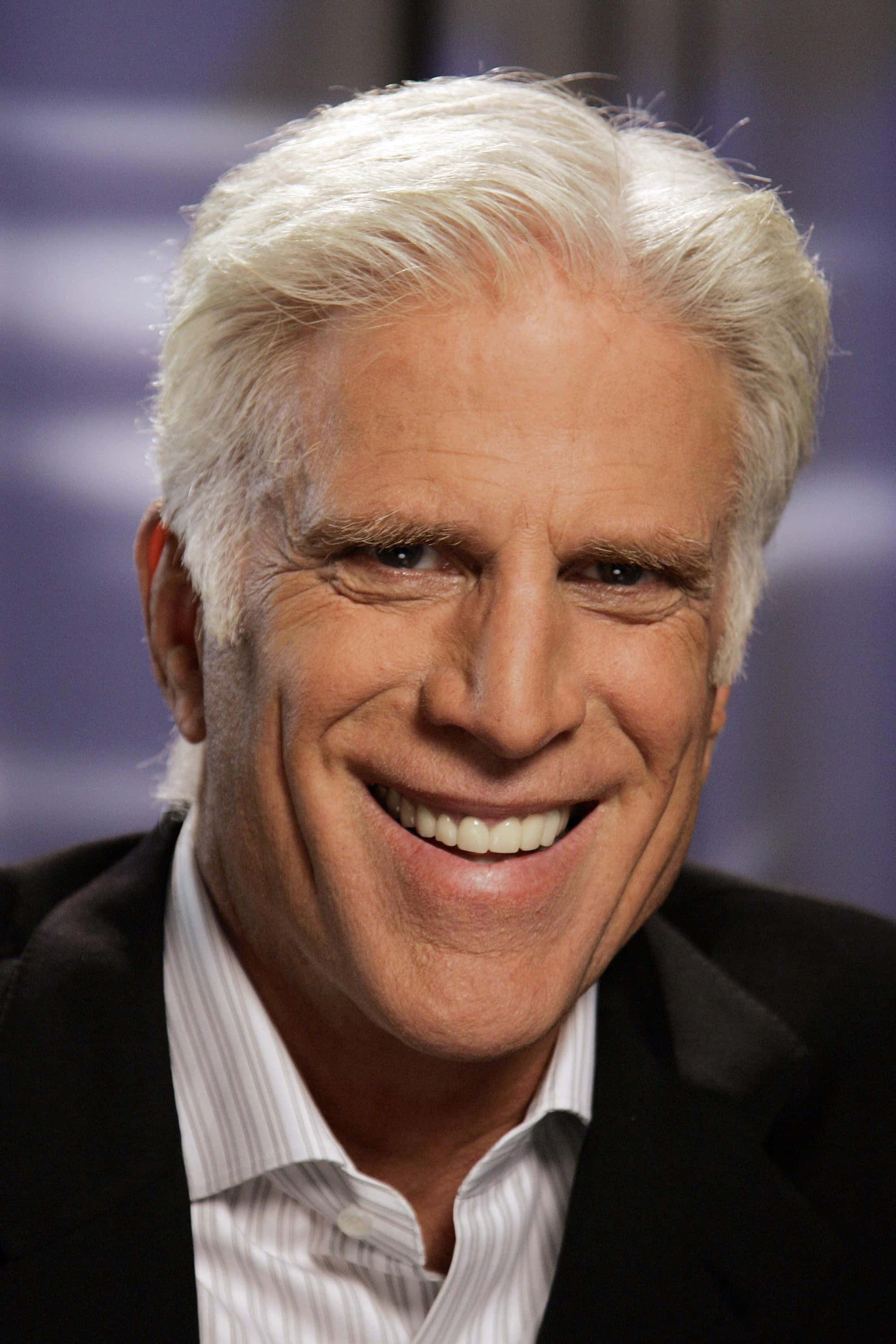 Ted Danson, black suit, striped shirt, 2K Phone Wallpaper